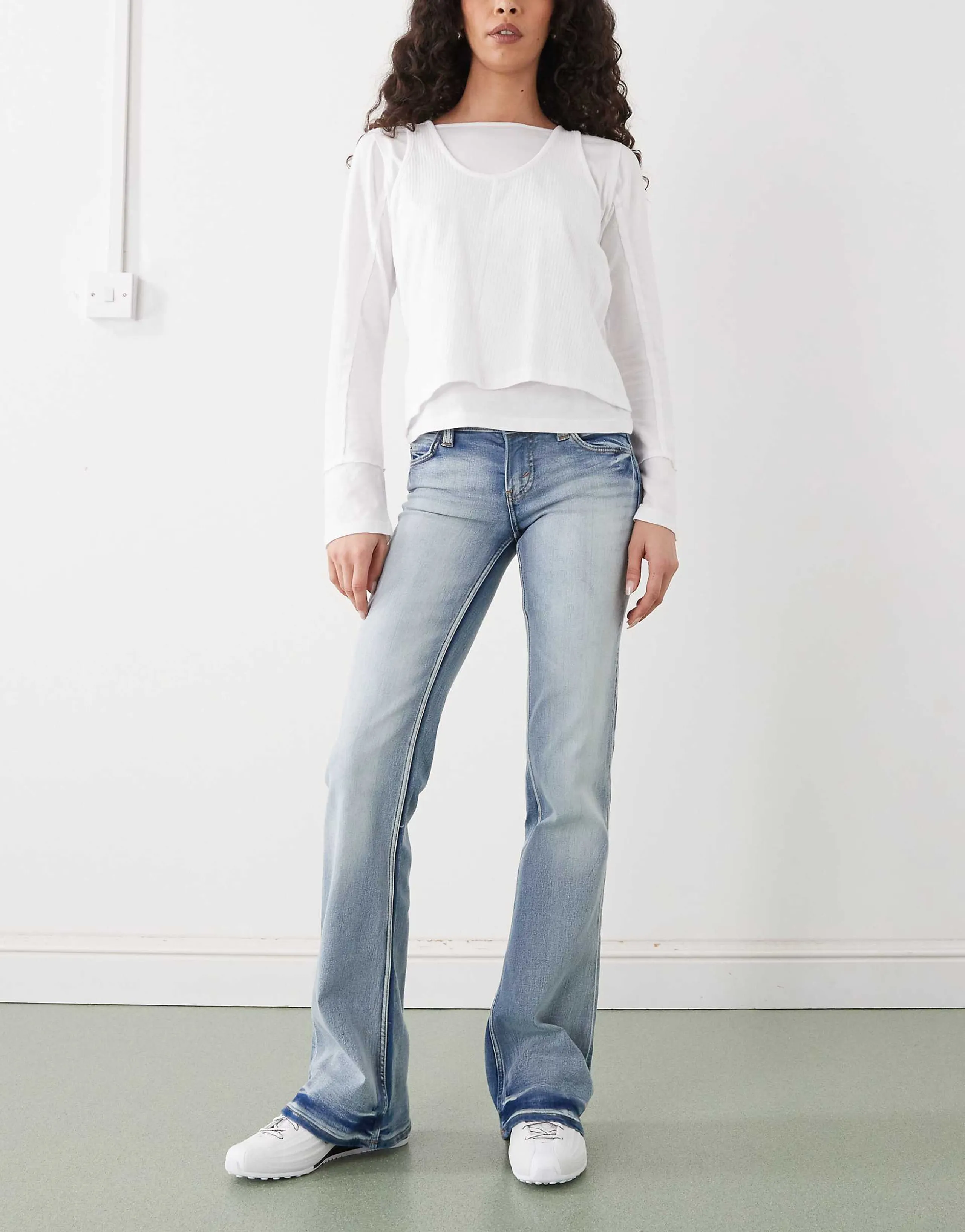 Cheap Monday Booty Bei stretch low rise bootcut jeans in blue moon