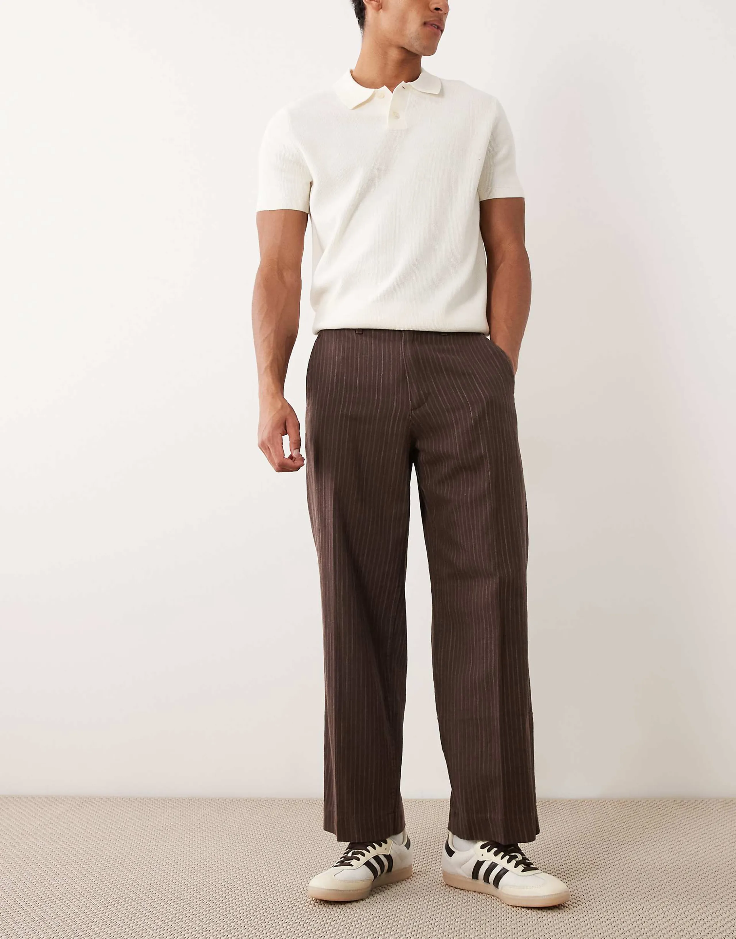 Abercrombie & Fitch baggy pull on pants in brown stripes