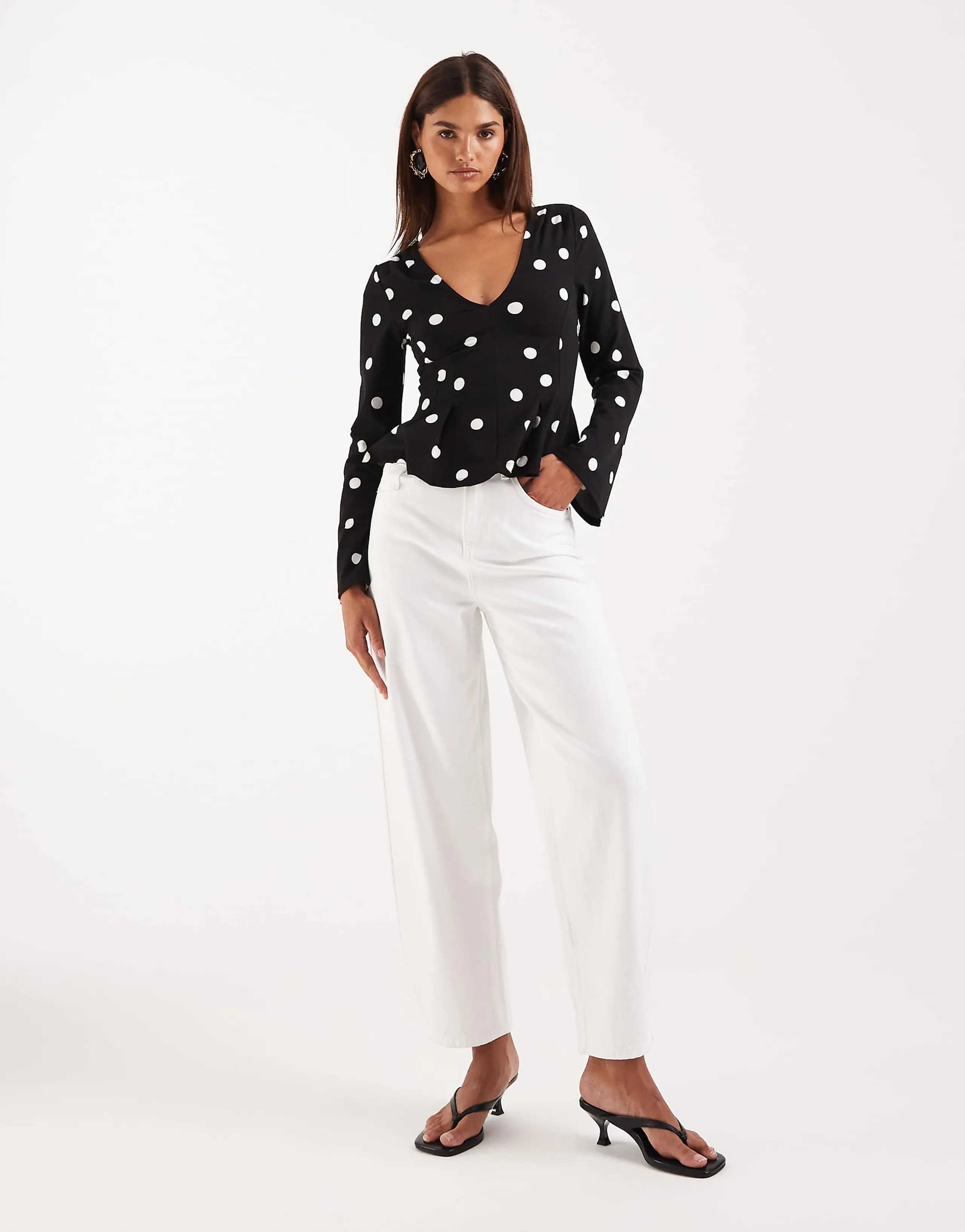 Vero Moda Billie high rise barrel leg jeans in bright white