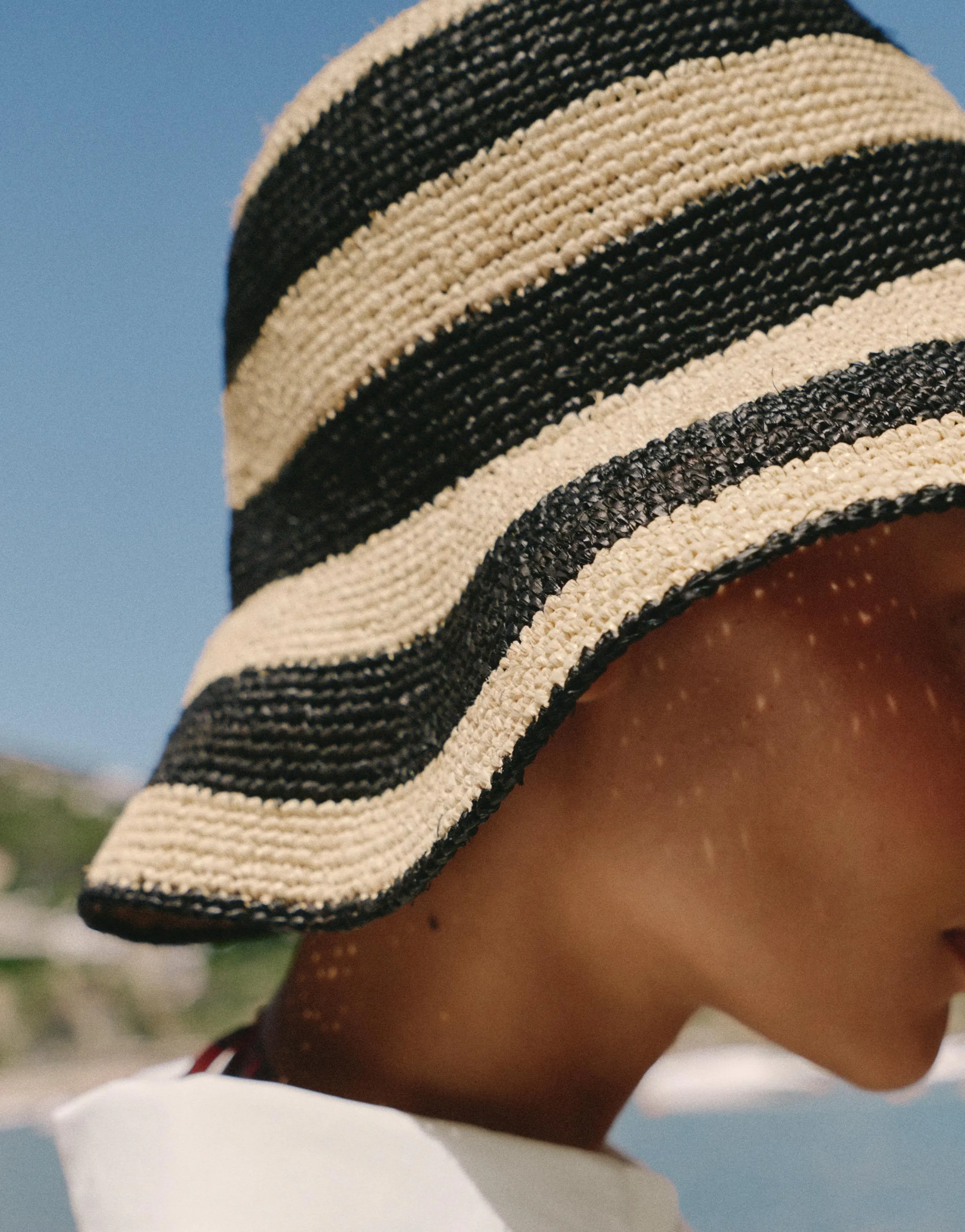 100% RAFFIA STRIPED HAT