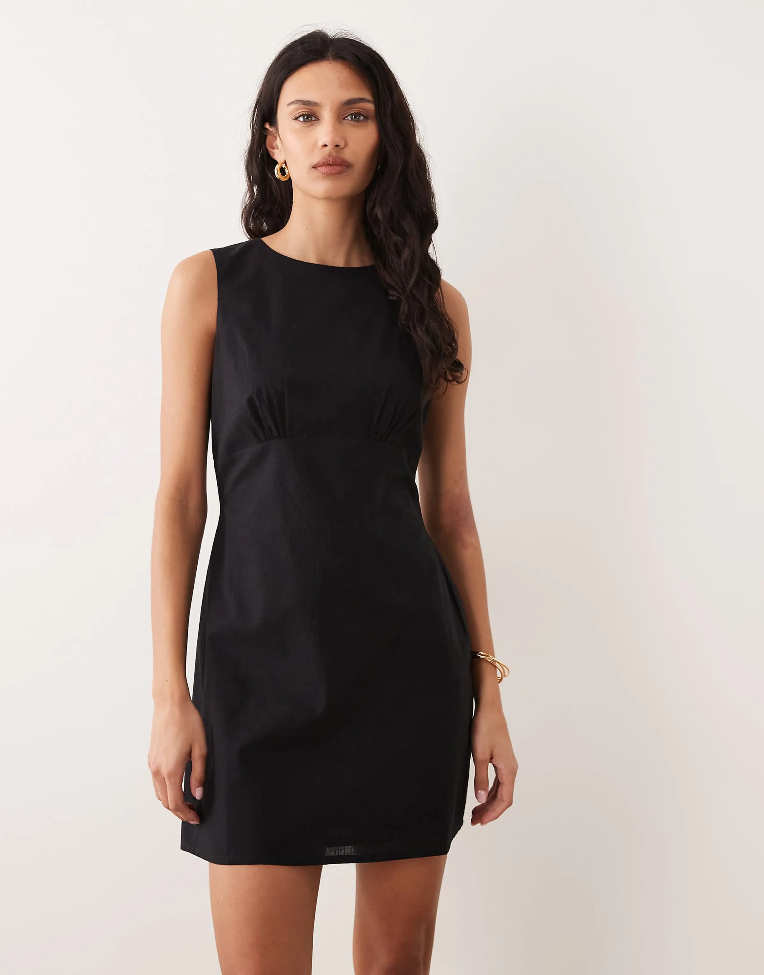 Nobody's Child Vicky sleeveless cotton mini dress in black
