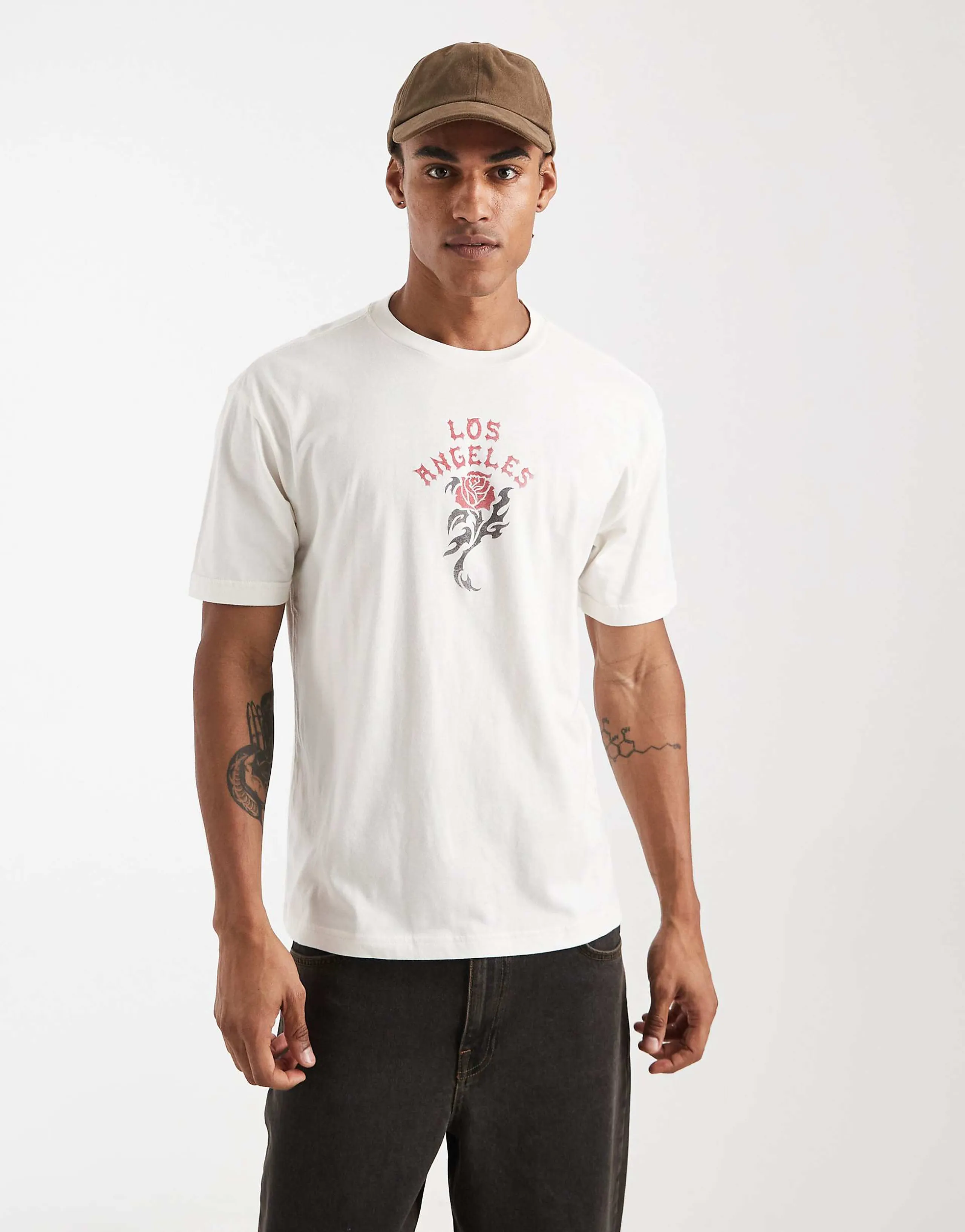 Hollister grunge rose graphic T-shirt in white