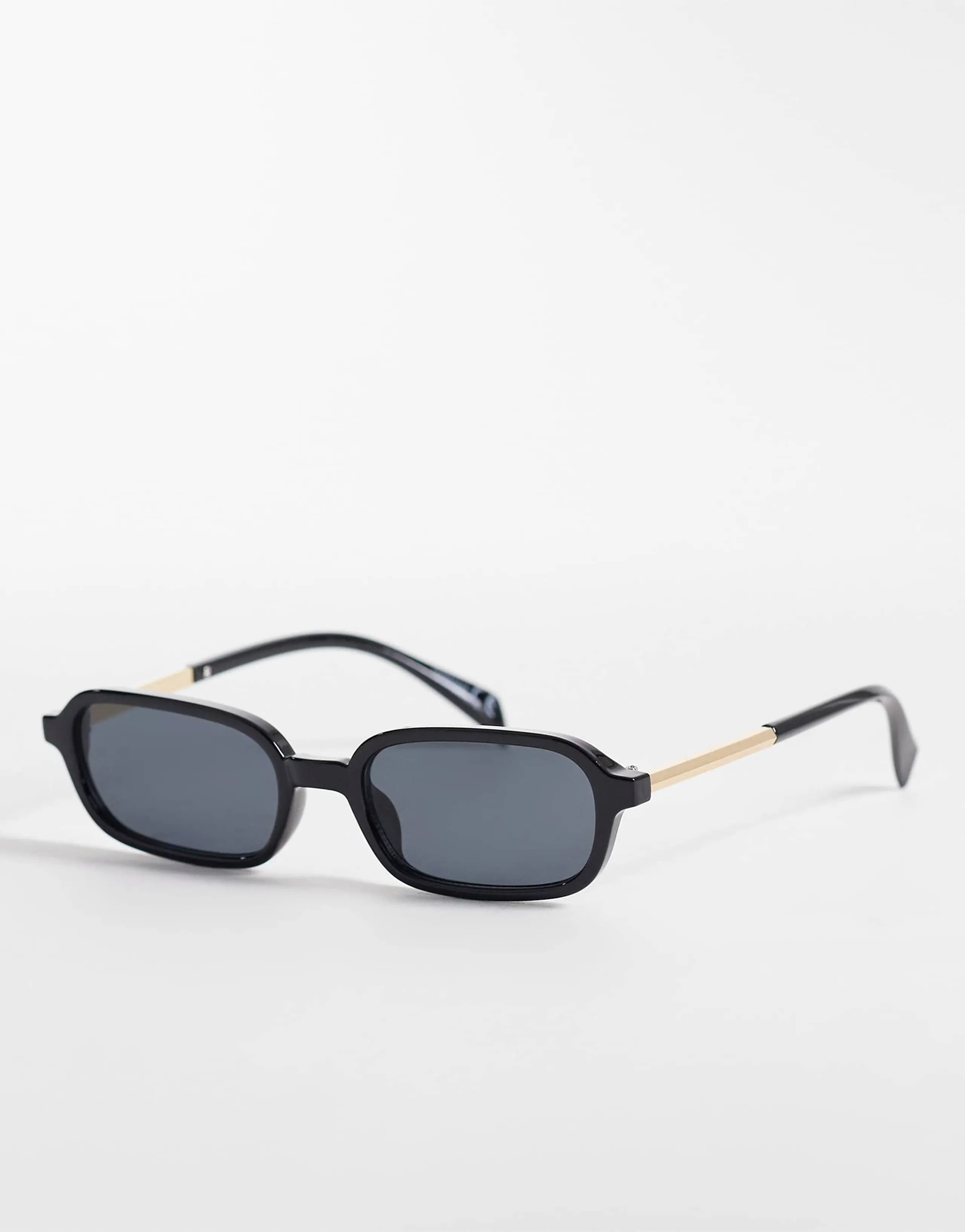 ASOS DESIGN slim square sunglasses in black with metal temples