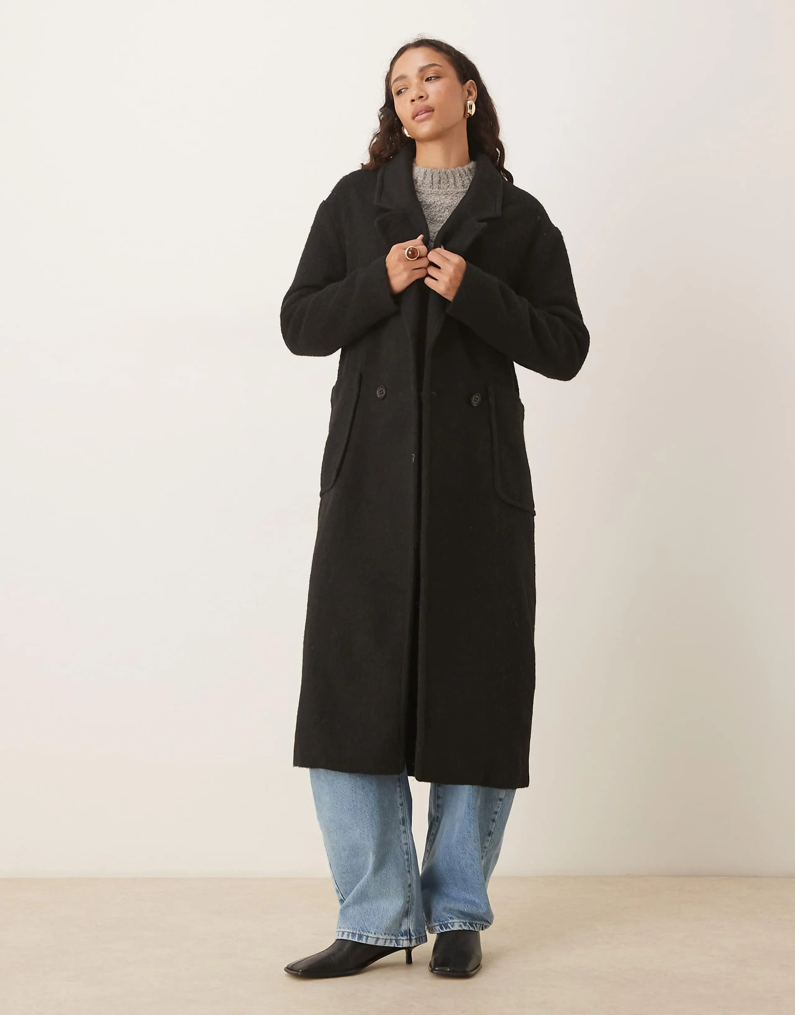 Glamorous oversized tailored coat in black 