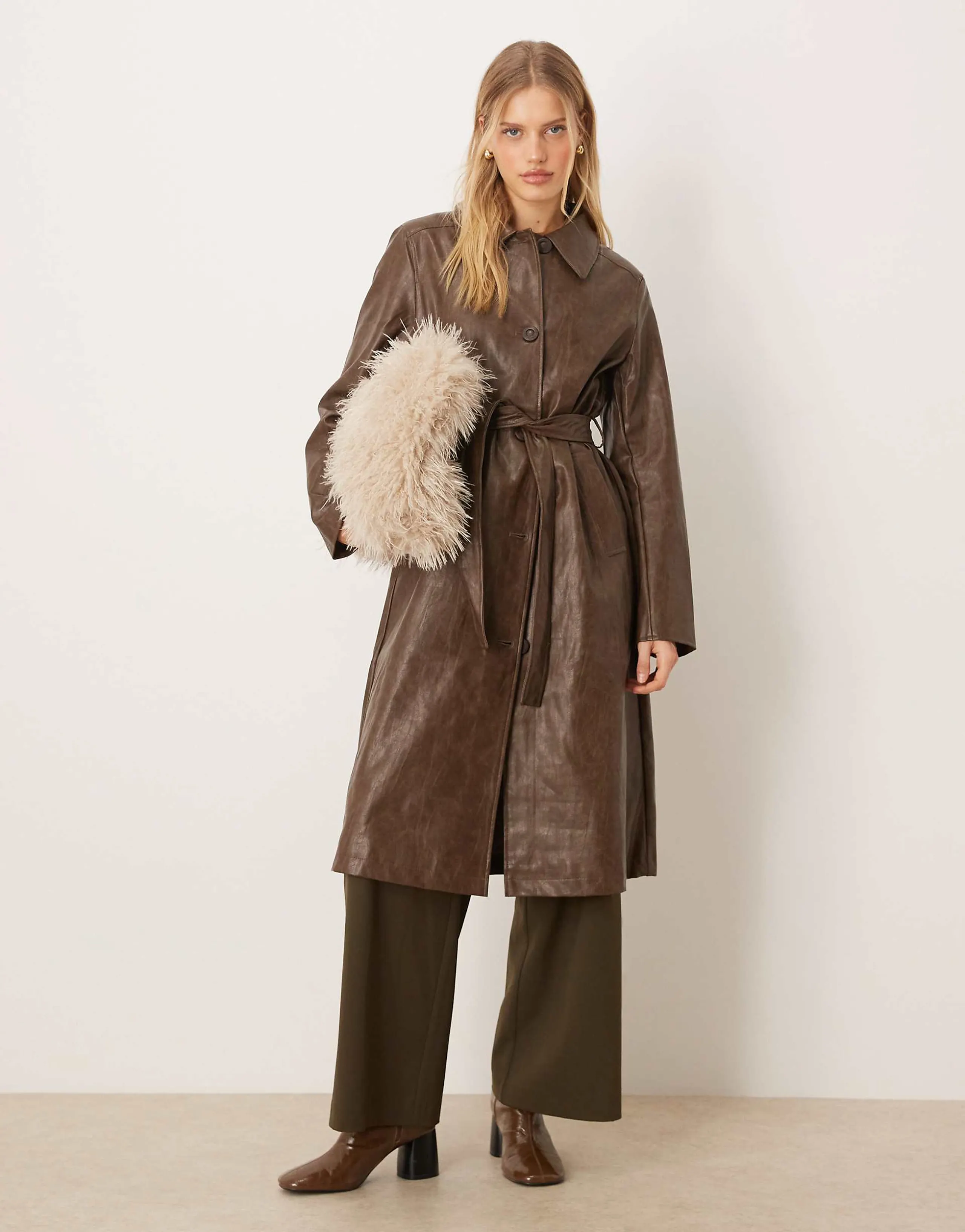 VILA long coated formal coat in brown
