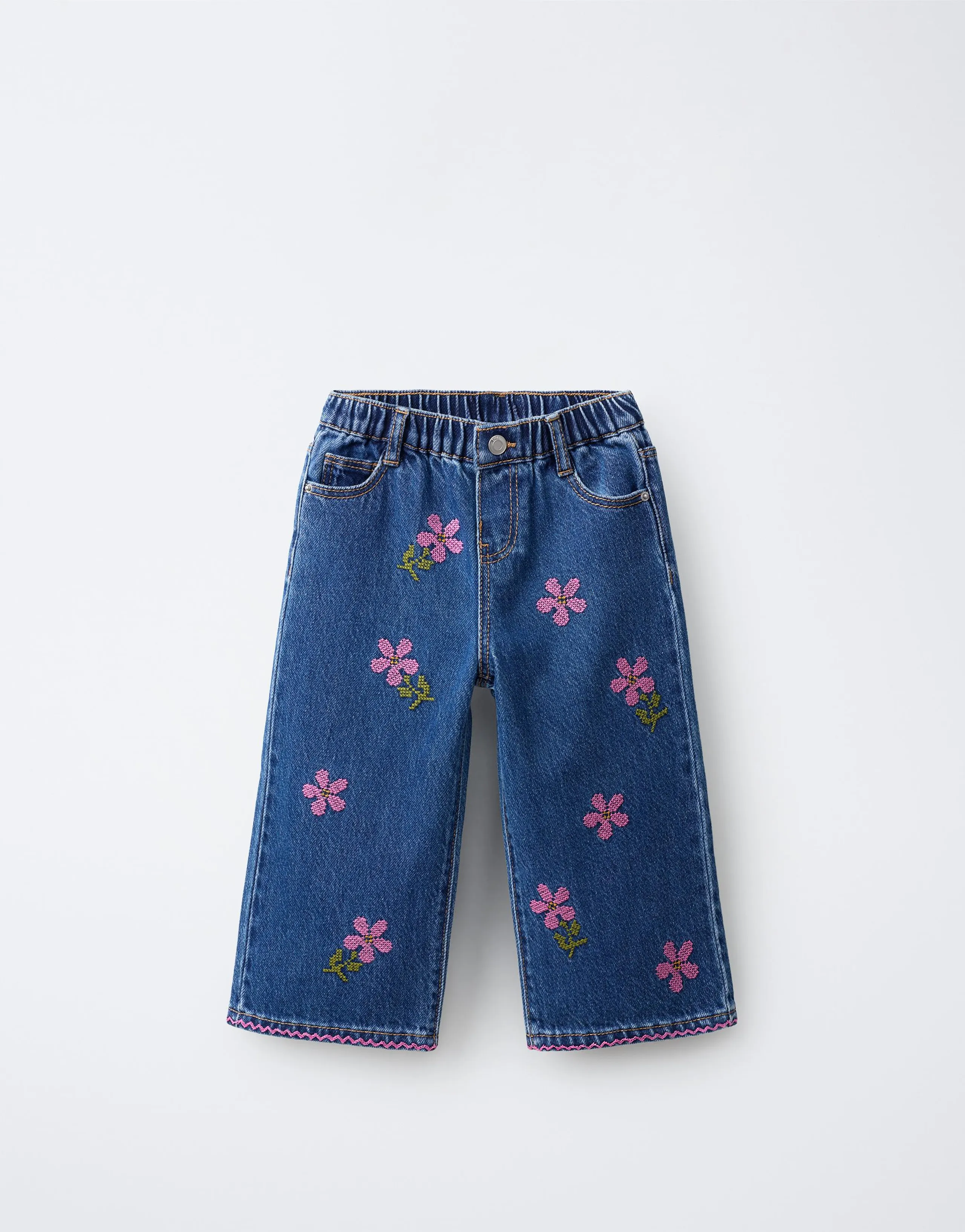 EMBROIDERED FLORAL CULOTTE JEANS