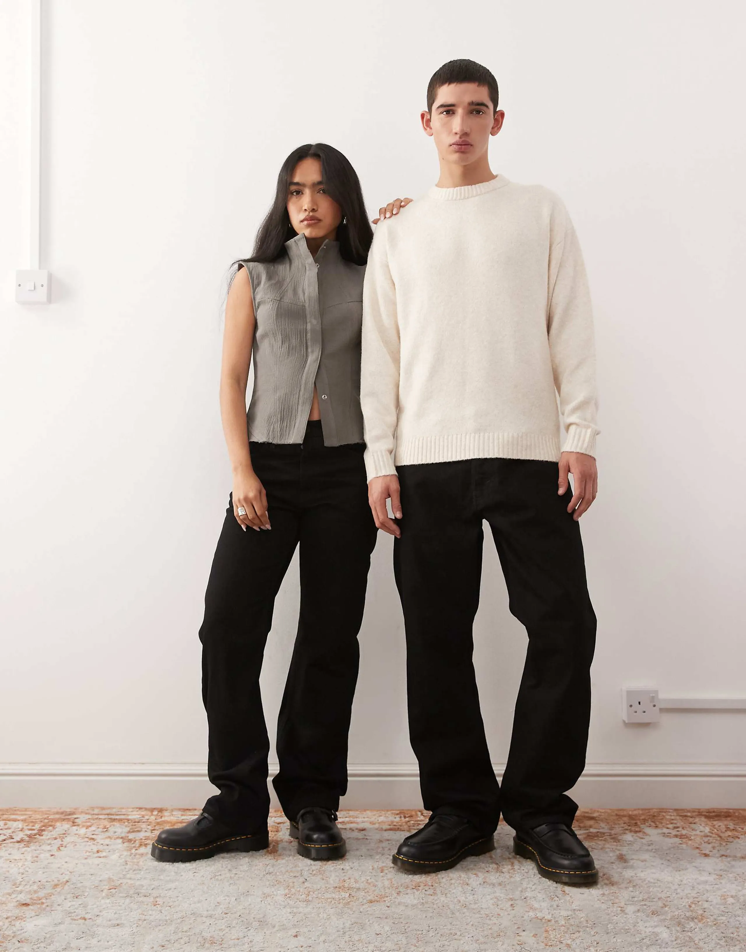 Weekday Orbit Unisex mid waist straight leg jeans in black