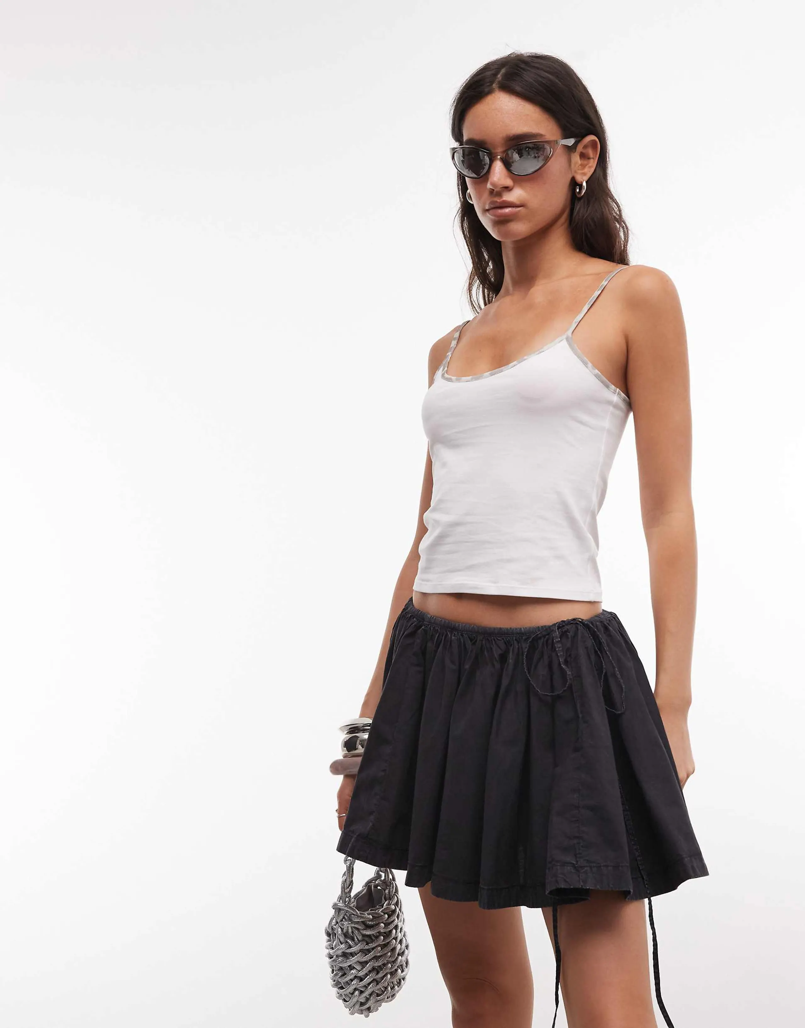 Weekday volume mini skirt in washed black