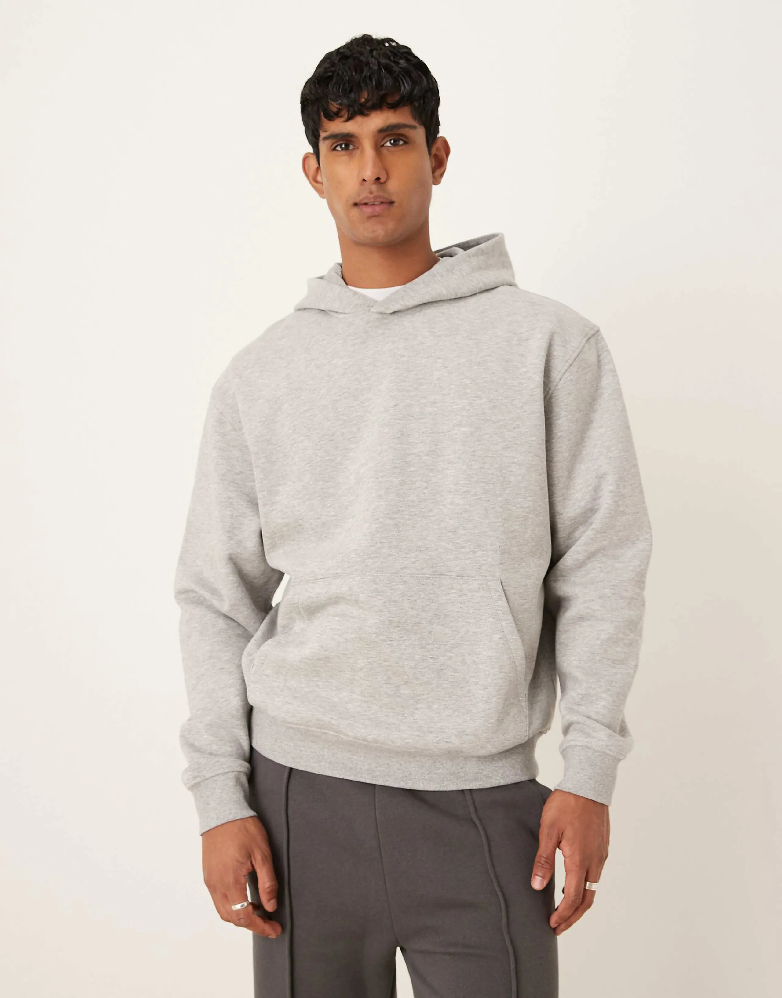 ASOS DESIGN essential relaxed fit hoodie in gray heather 