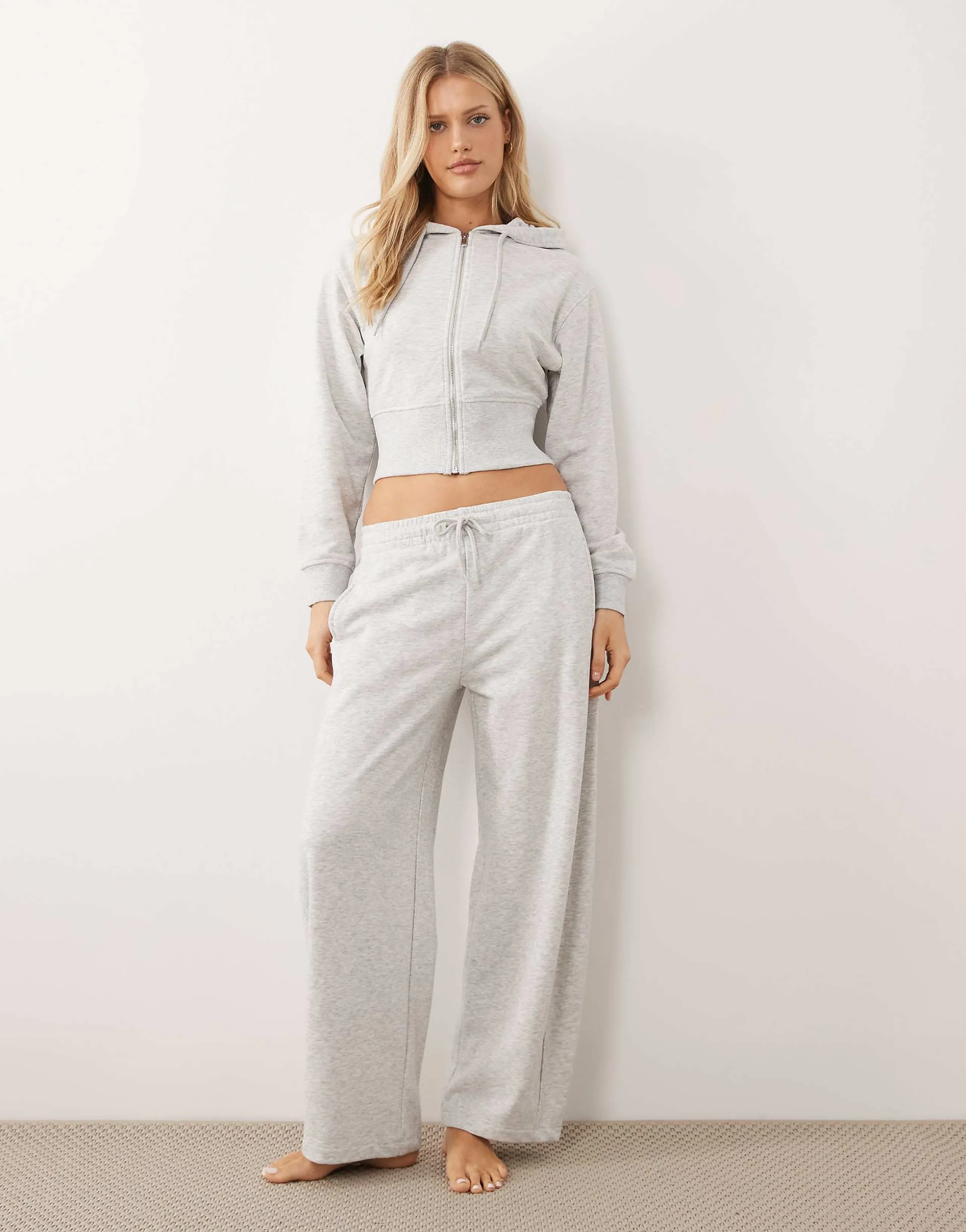 Gina Tricot mix and match barrel leg sweatpants in light heather gray