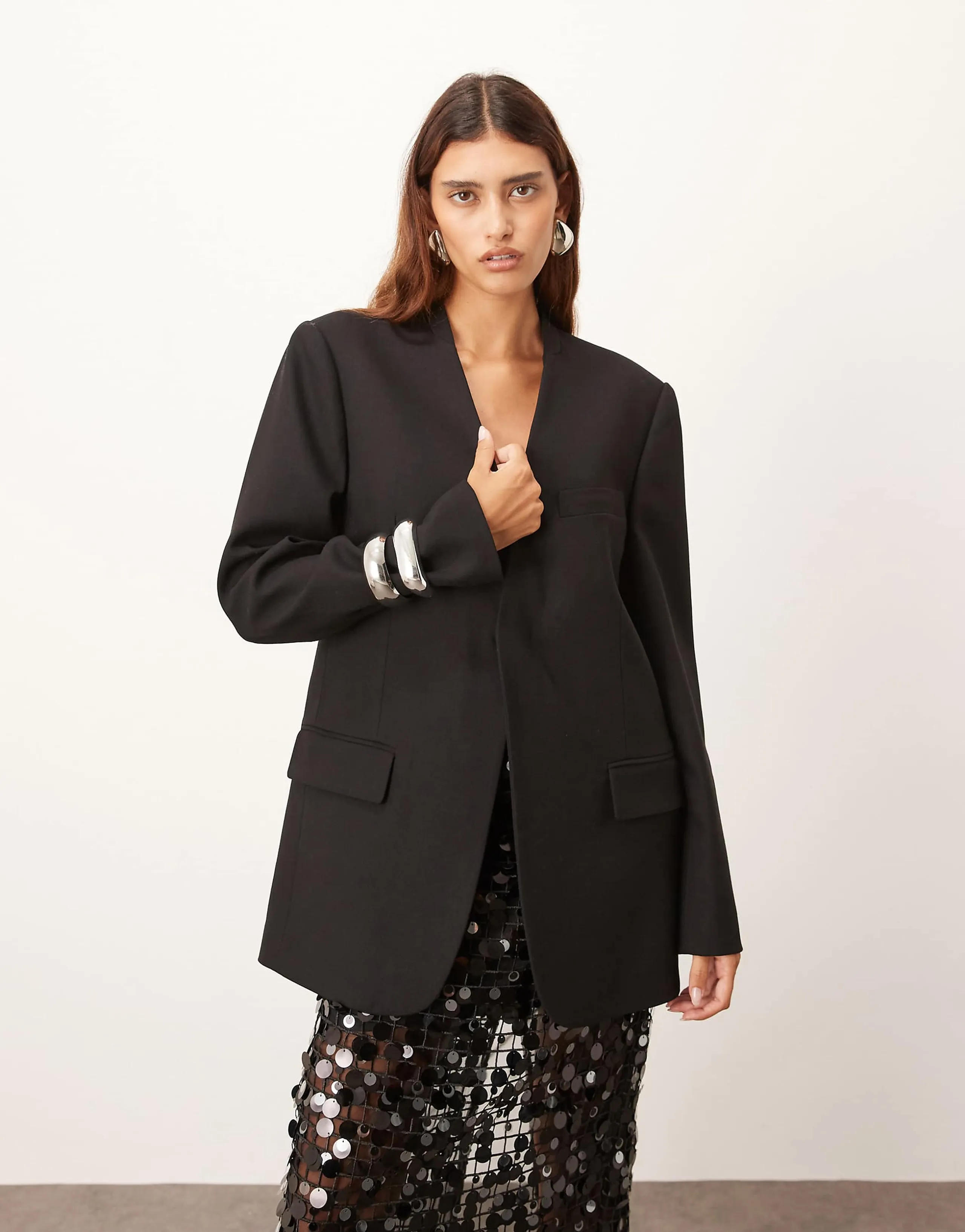 ARRANGE ultimate collarless blazer in black