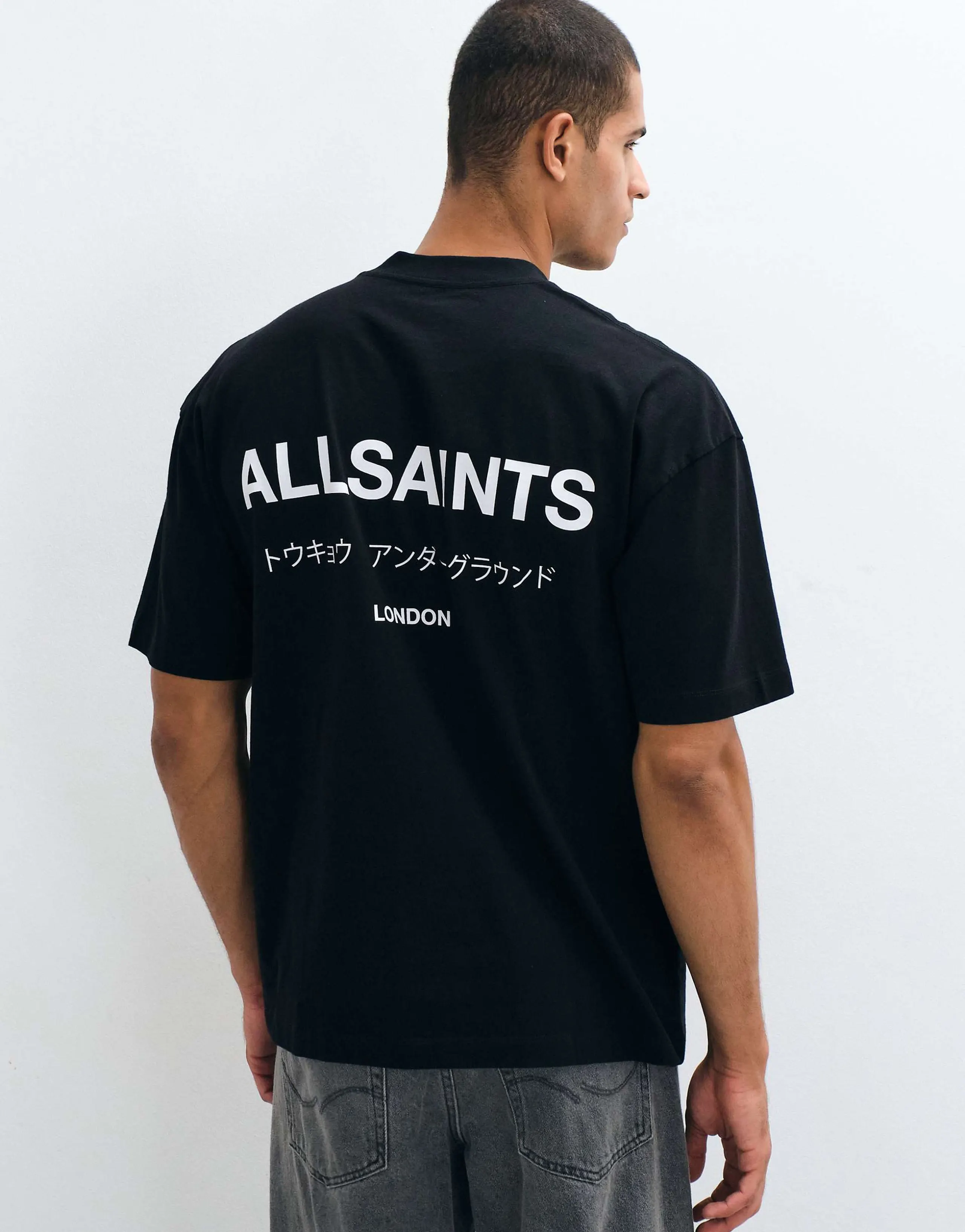 AllSaints Underground oversized t-shirt in black