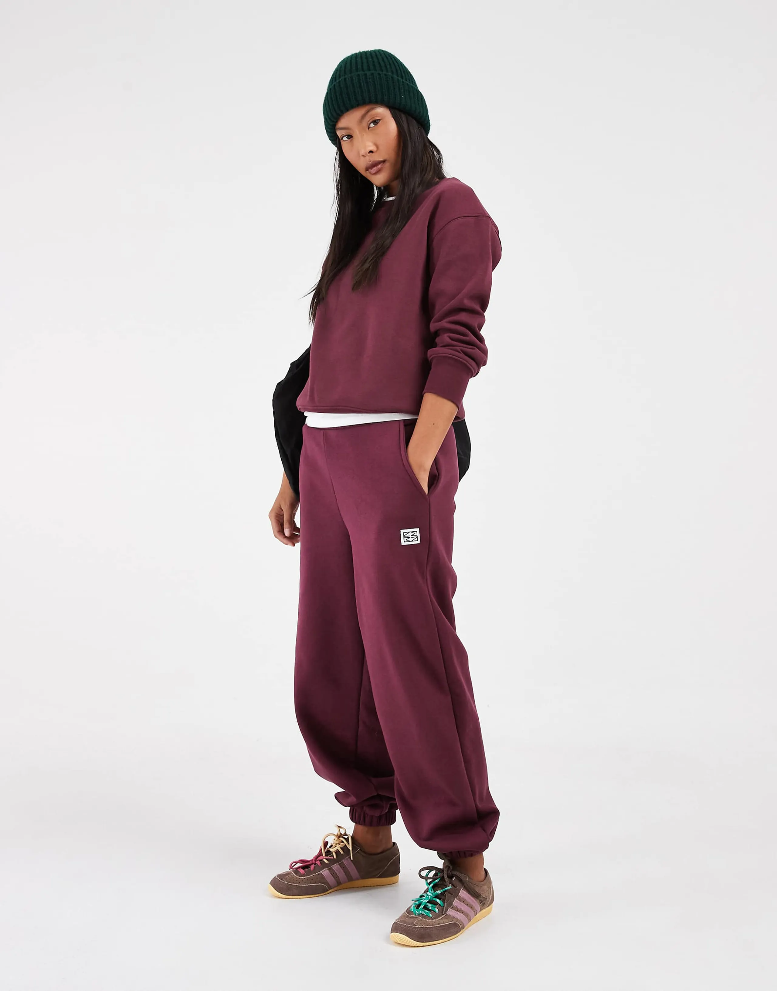 Noisy May Petite cuffed sweatpants in plum - part of a set