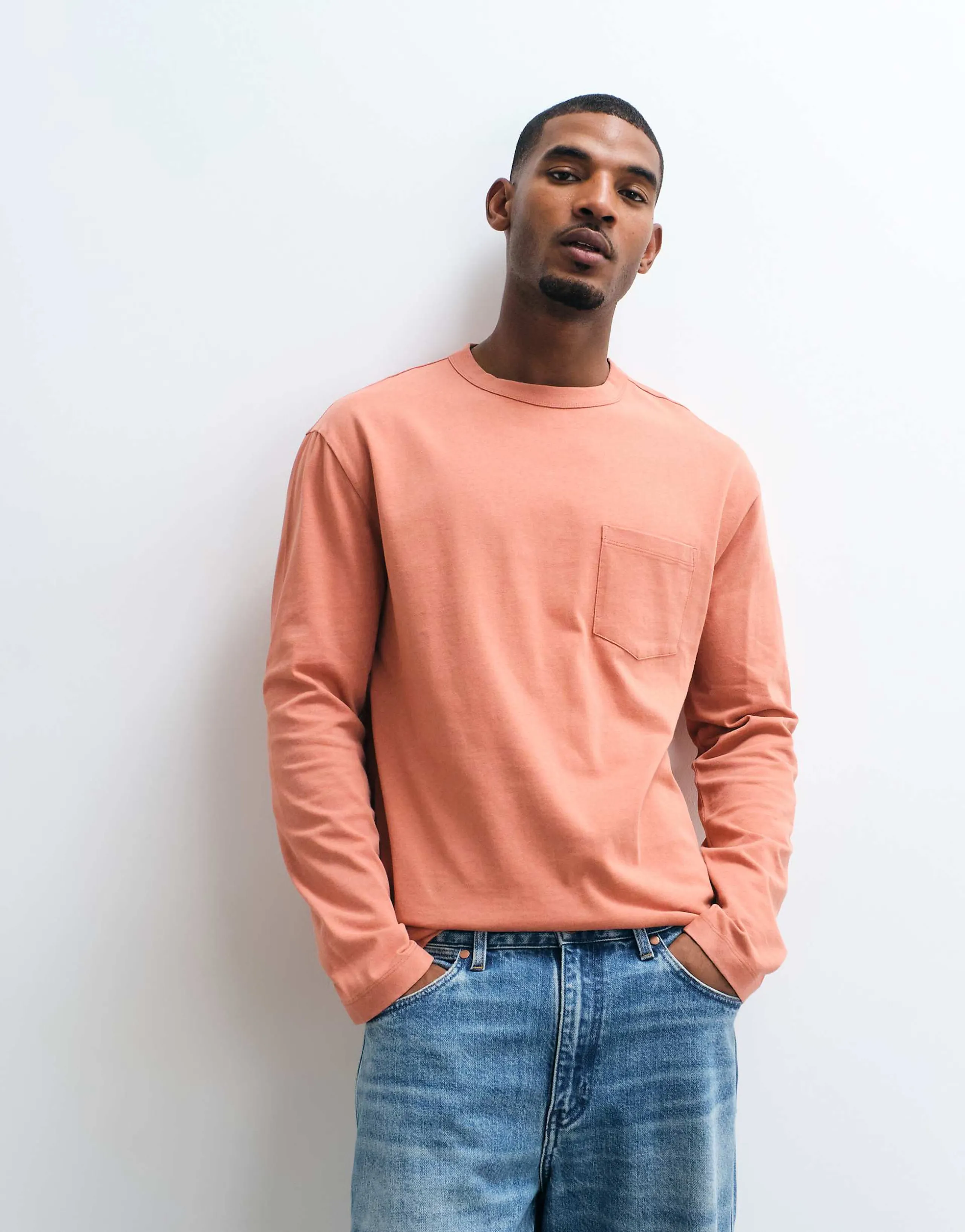 ASOS DESIGN relaxed long sleeve T-shirt in orange wash