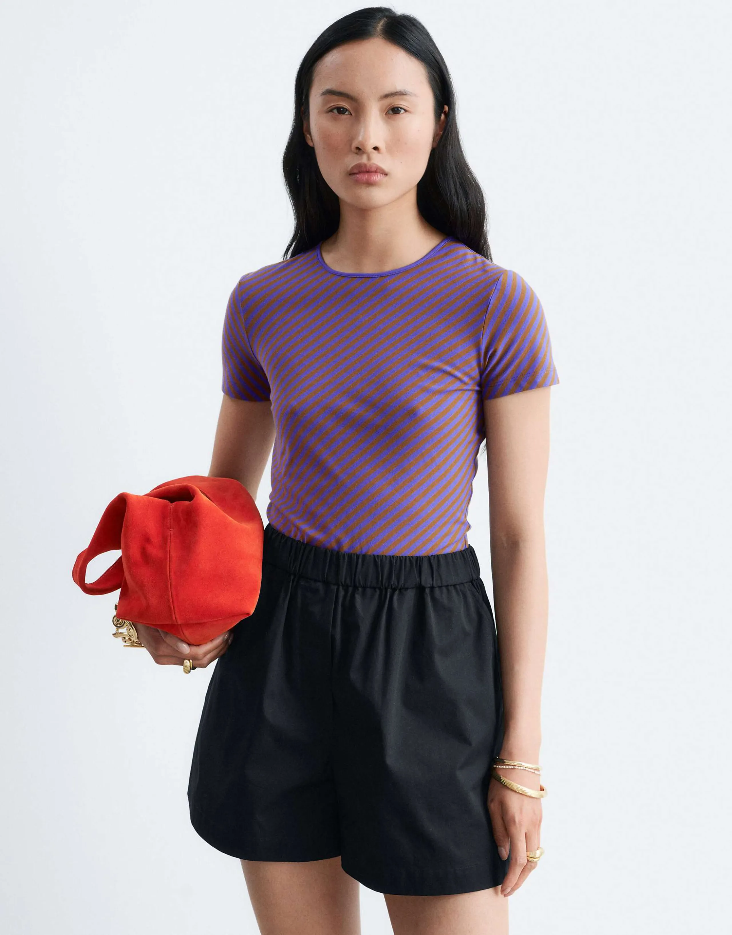 & Other Stories relaxed T-shirt with cap sleeve in lilac striped print
