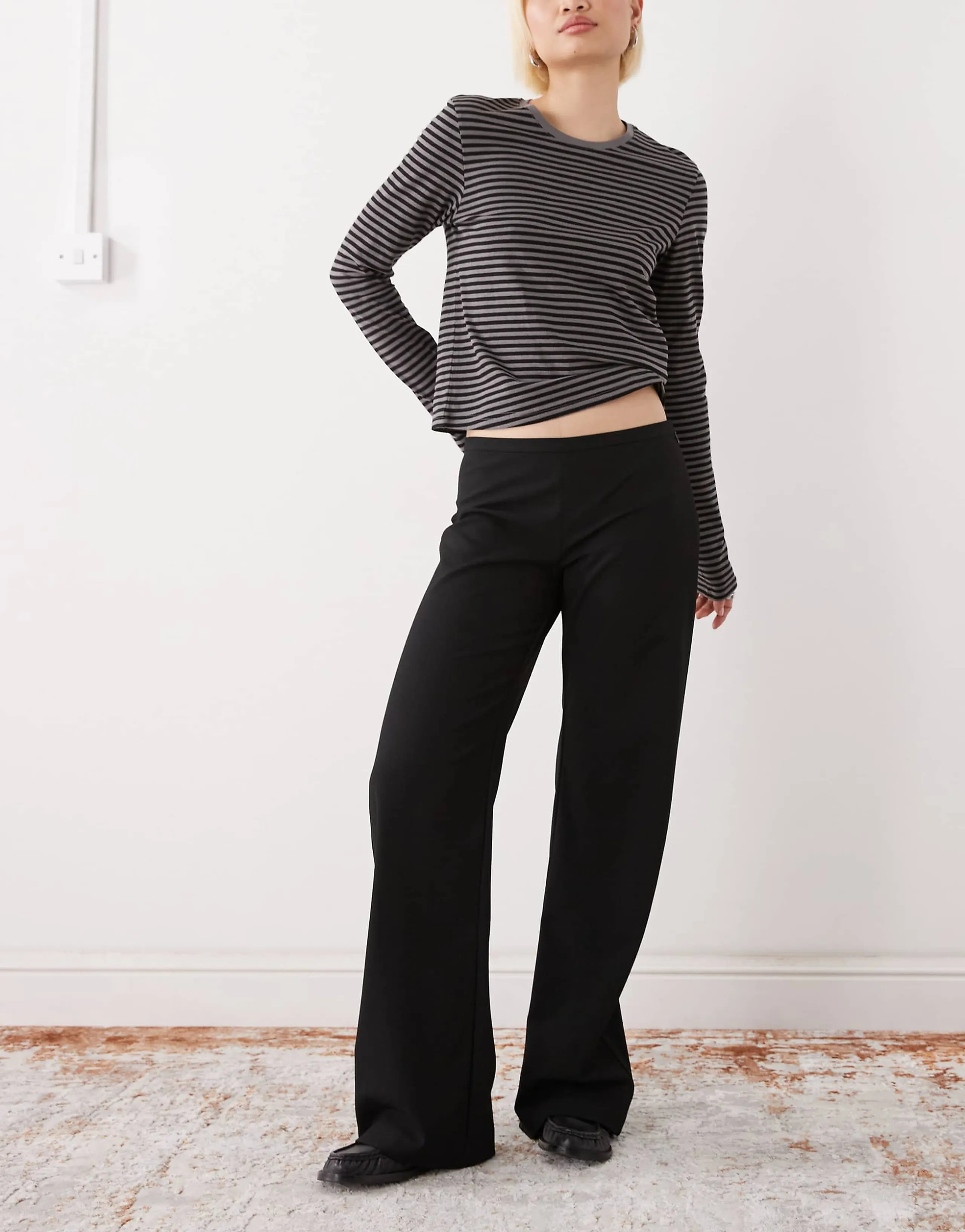 Weekday flared suiting pants with side zip in black