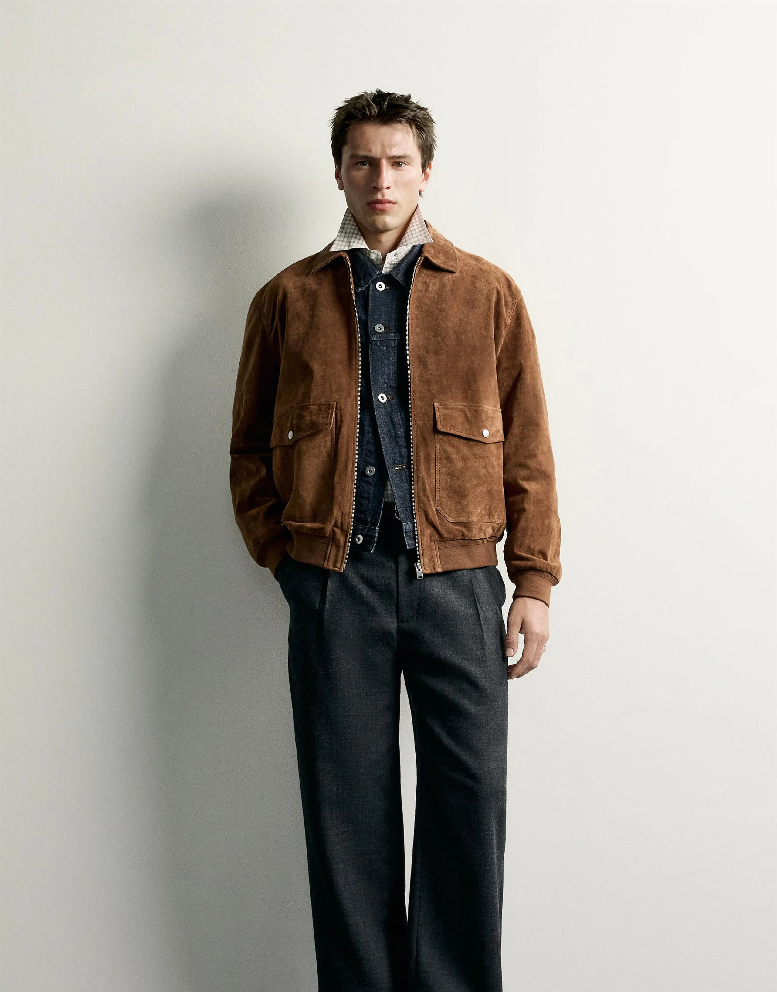 SUEDE LEATHER JACKET WITH POCKETS
