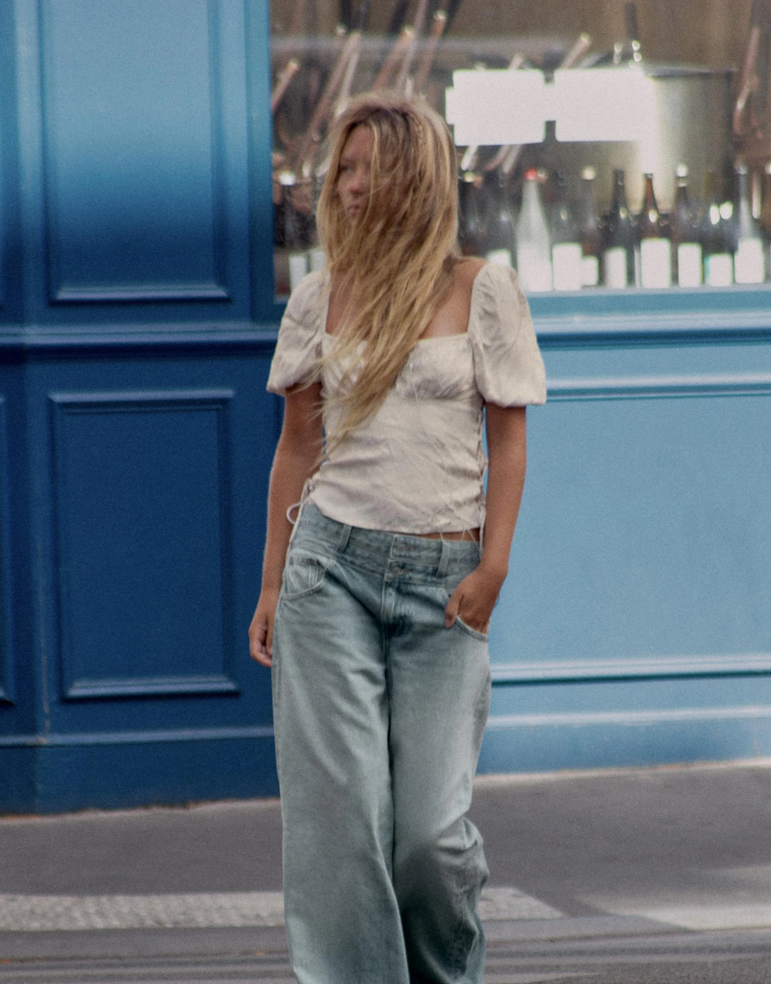 JACQUARD LACE-UP TOP