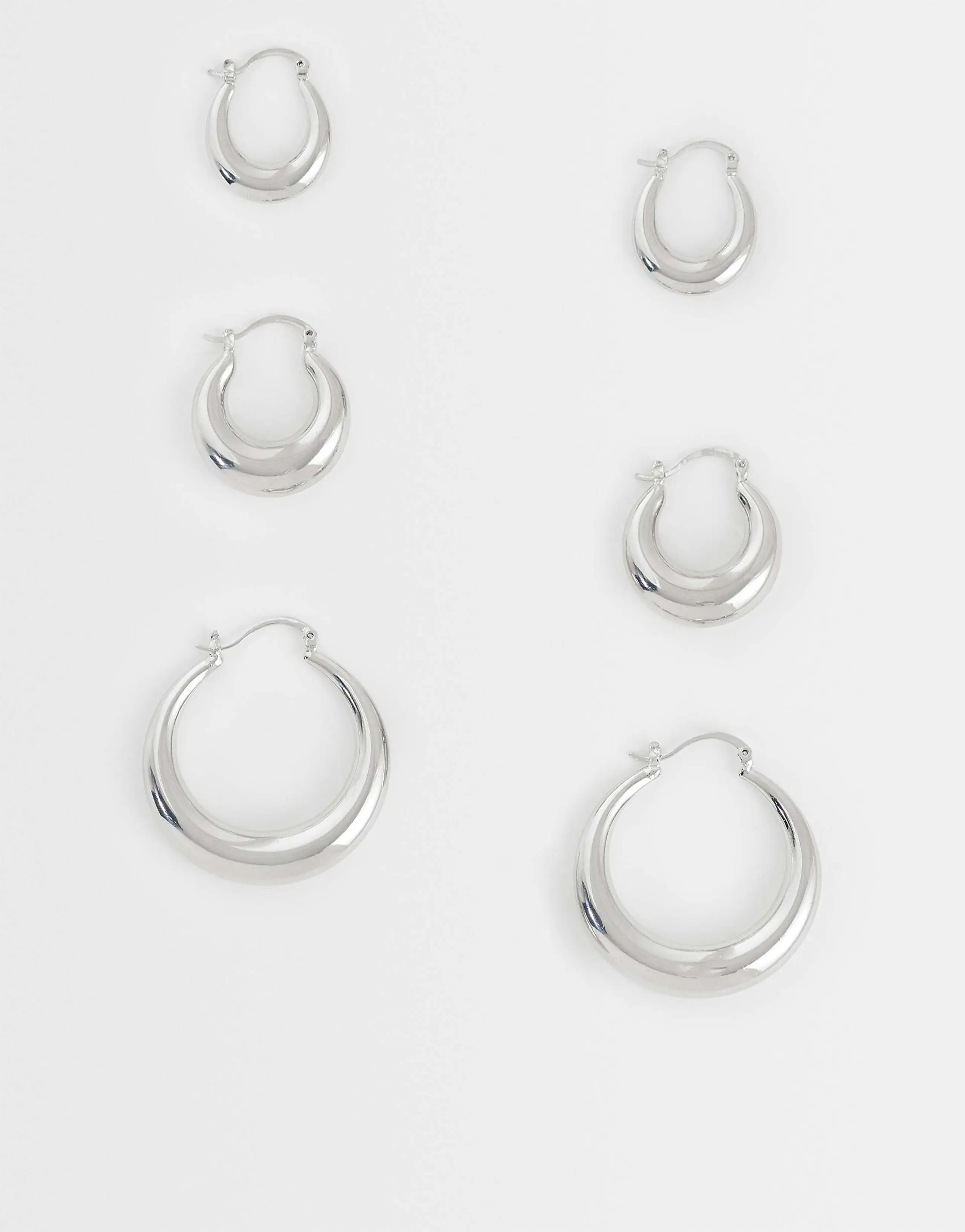 Kaiia exclusive 18k gold plated stainless steel 3 pack chunky hoop earrings in silver