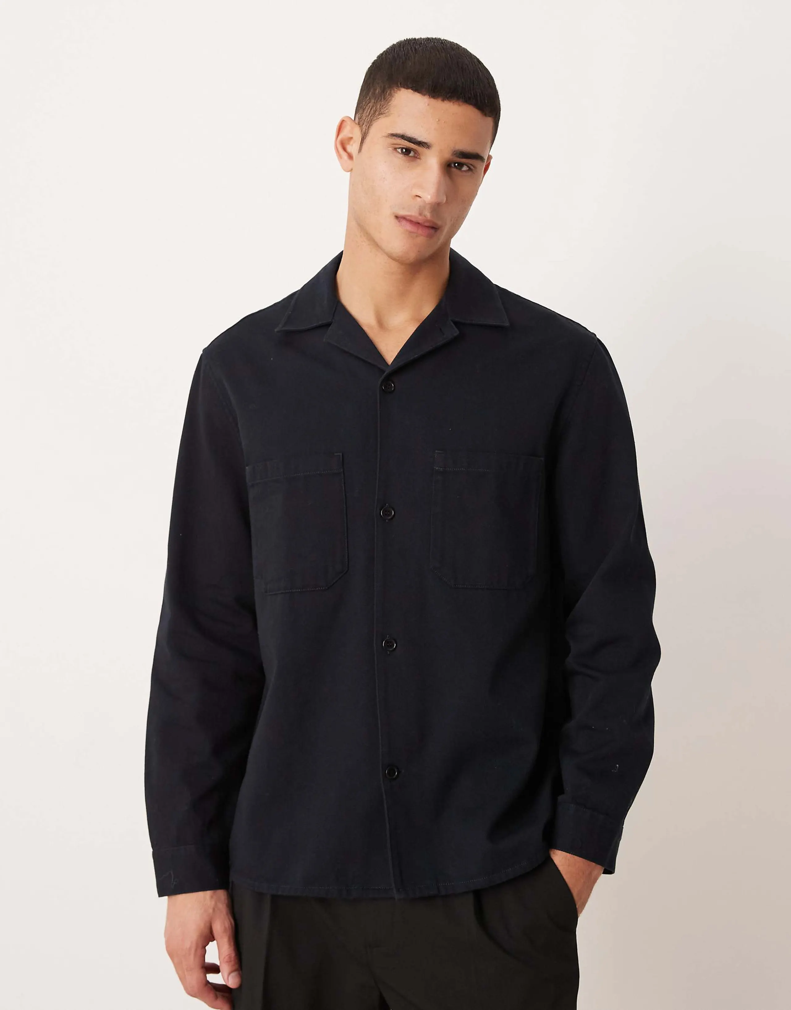 ARKET pure cotton shirt in navy blue