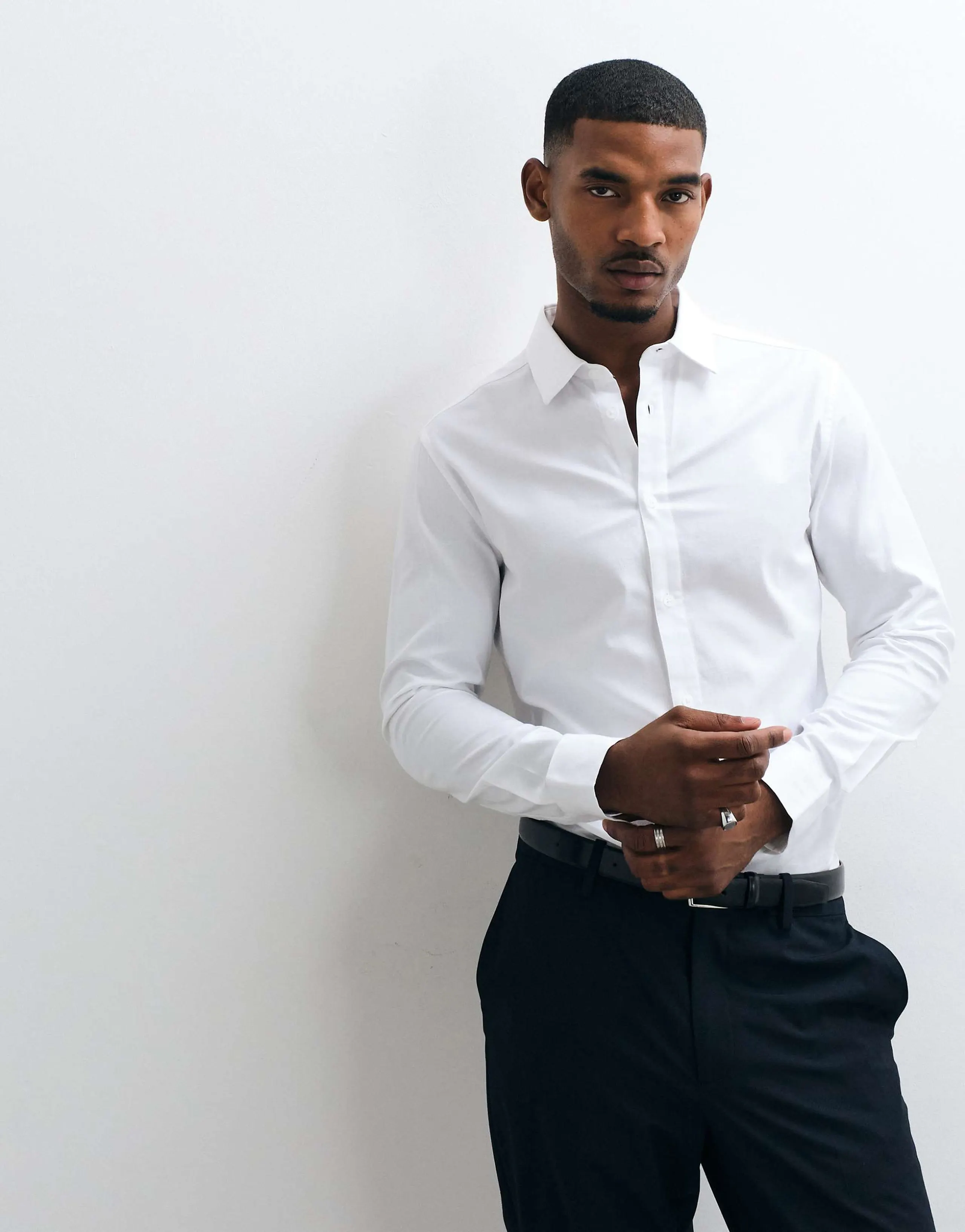 ASOS DESIGN royal oxford slim shirt in white