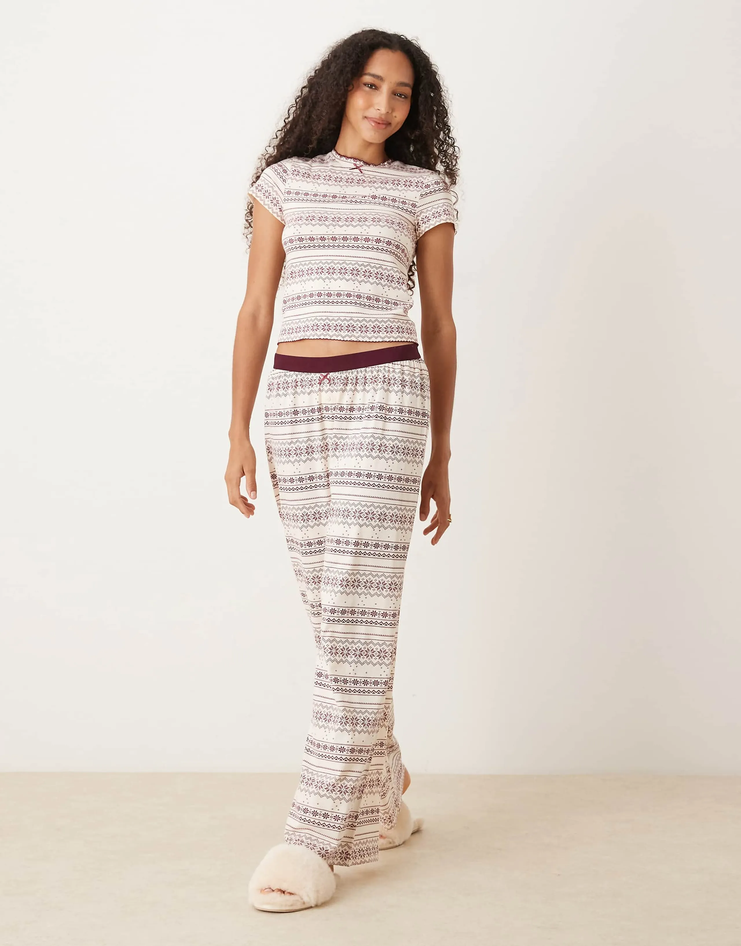 ASOS DESIGN mix & match pajama pants in red fairisle print