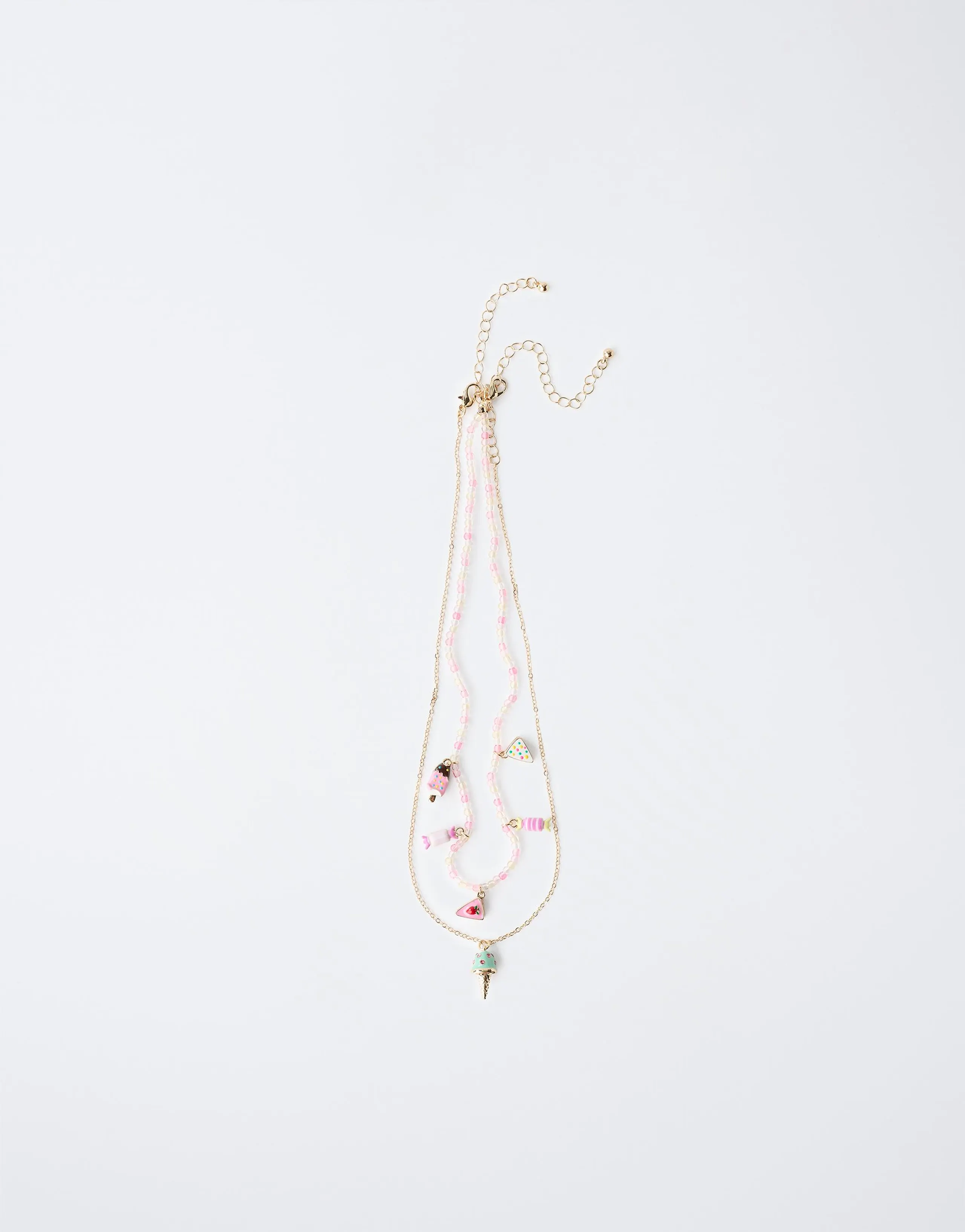 PACK OF 2 NECKLACES WITH BEADS AND ICE CREAM