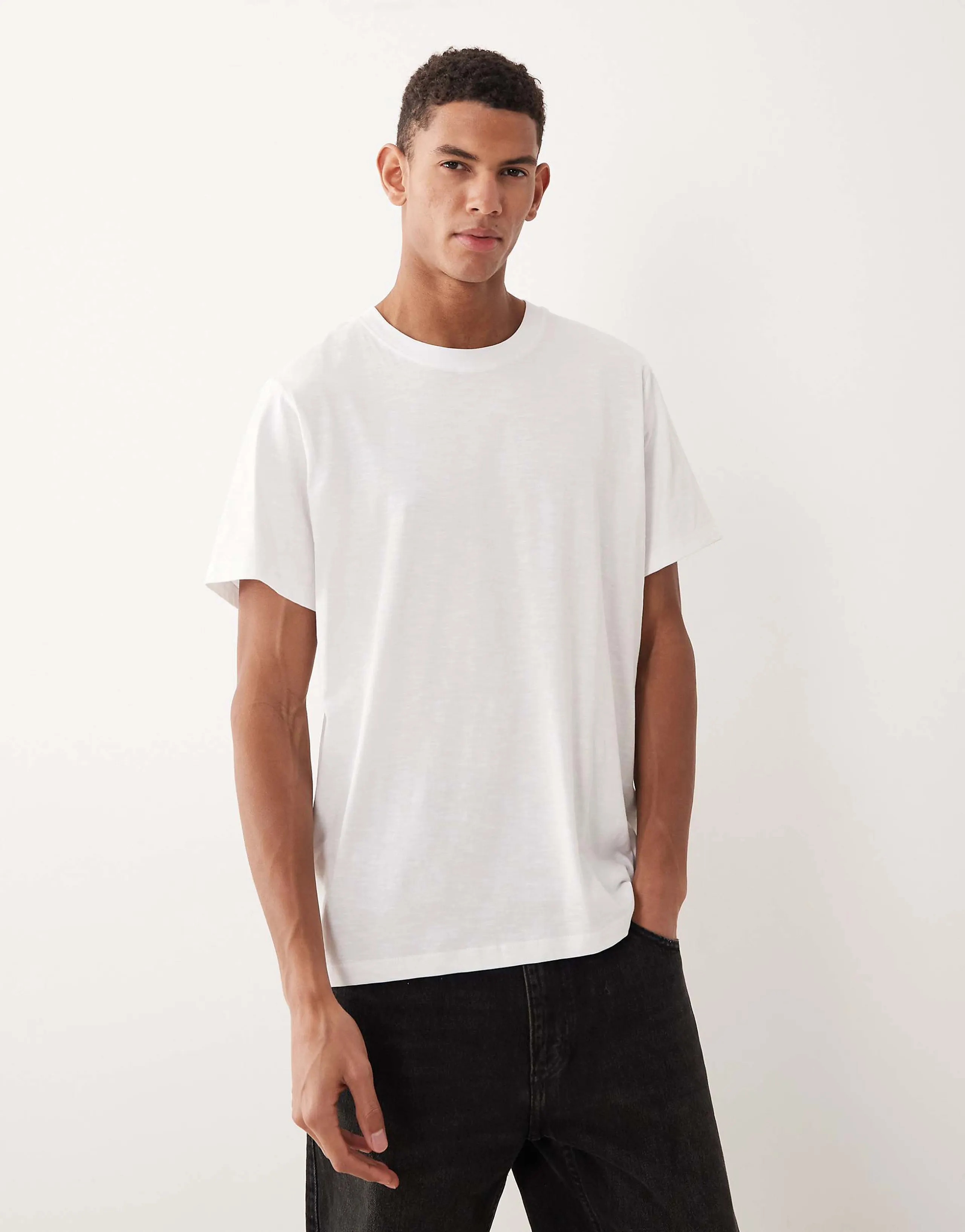 Selected 100% cotton regular fit t-shirt in white