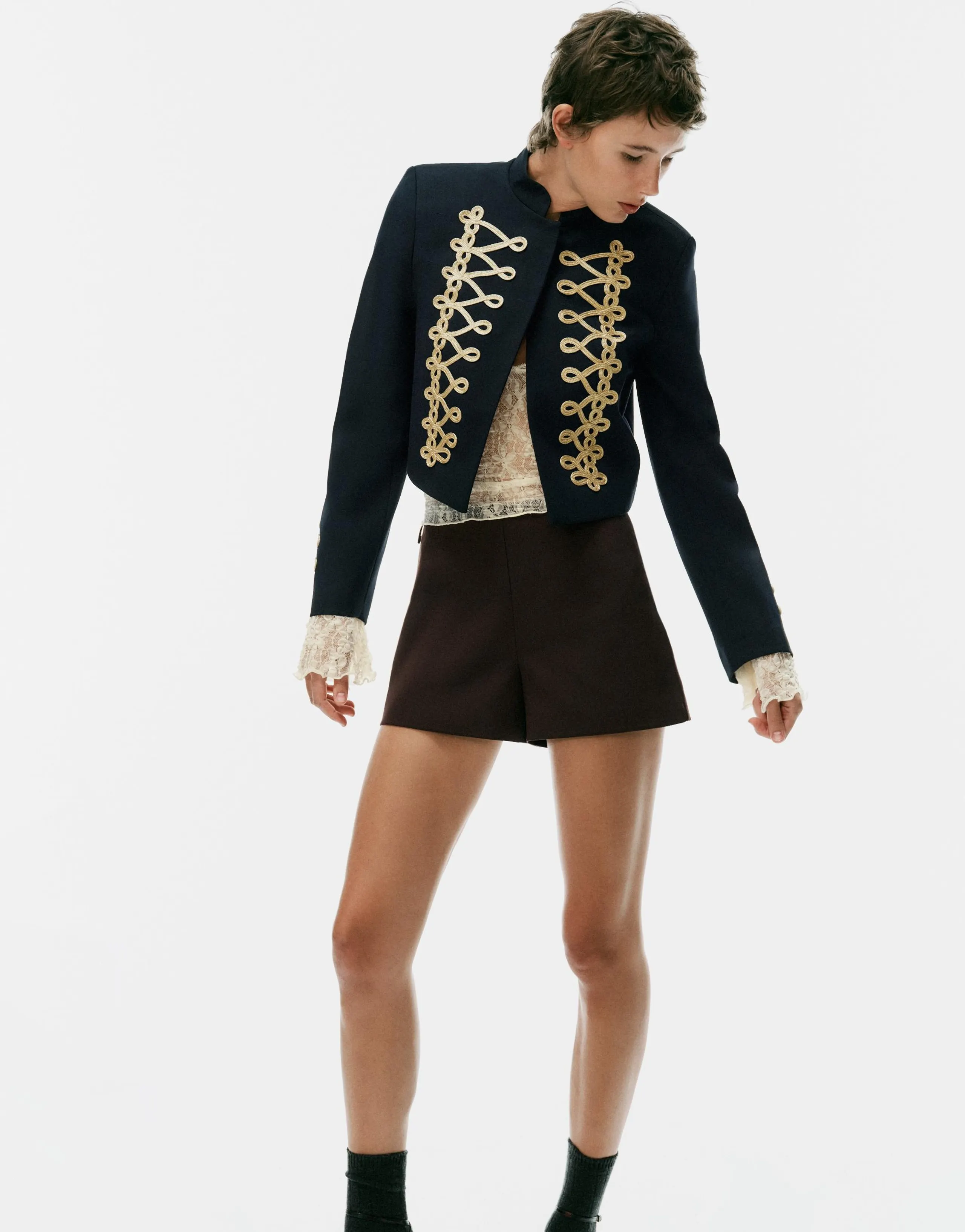 HIGH-WAIST DOT SHORTS