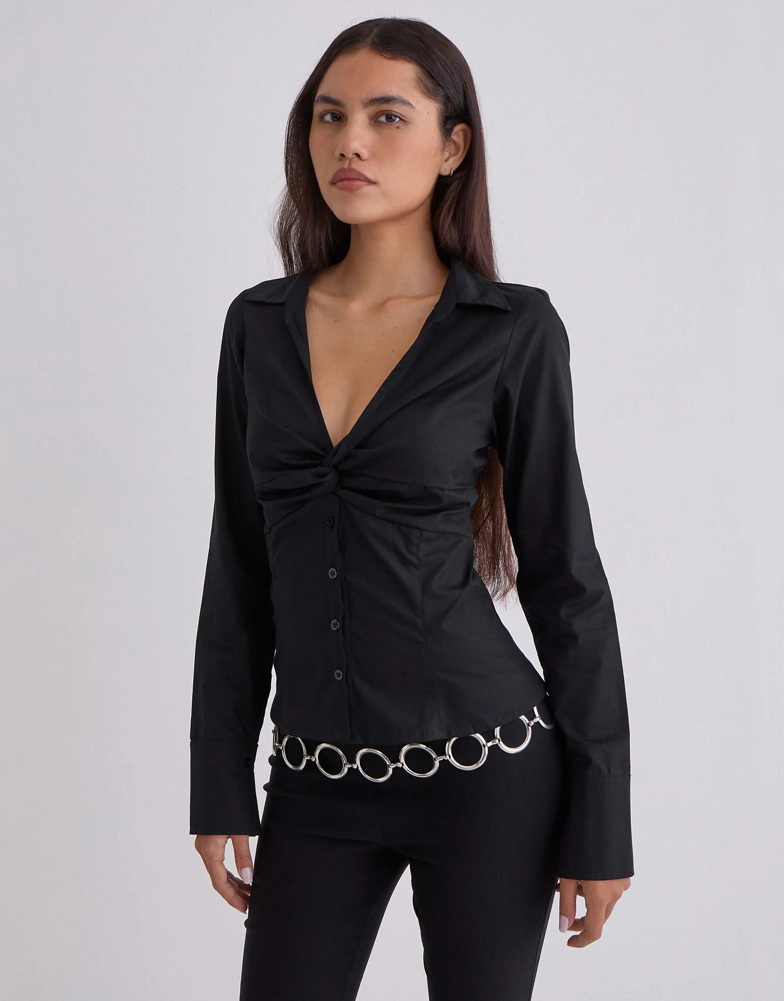 Motel Karis button up shirt in black