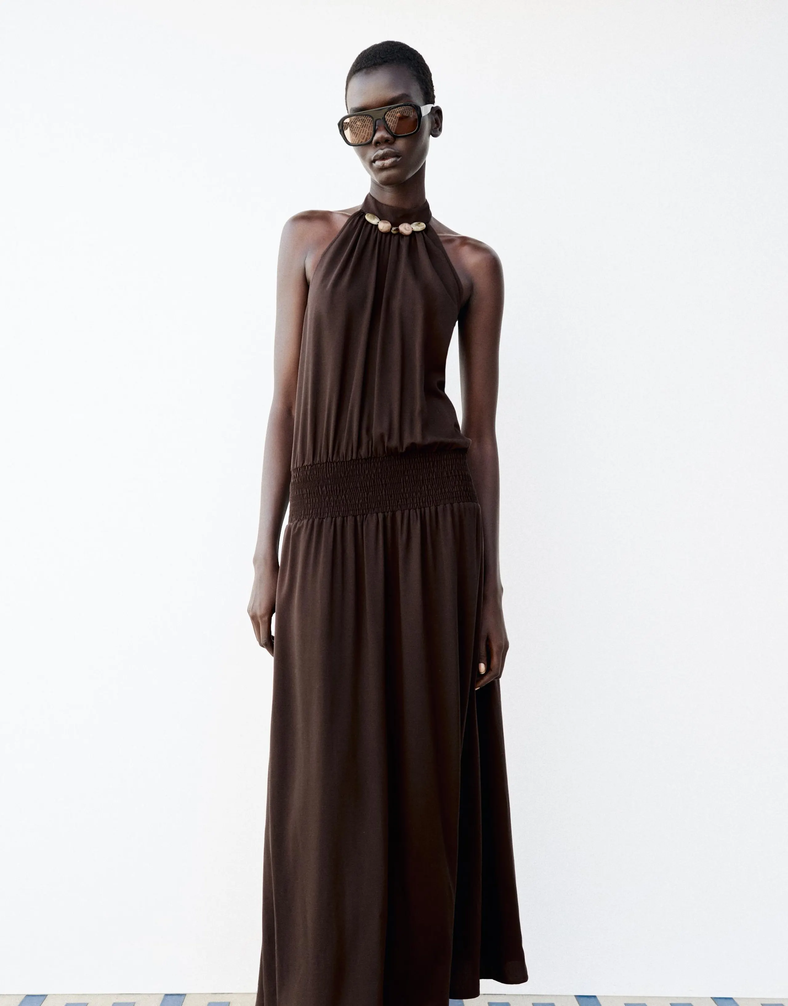 BEADED HALTER DRESS