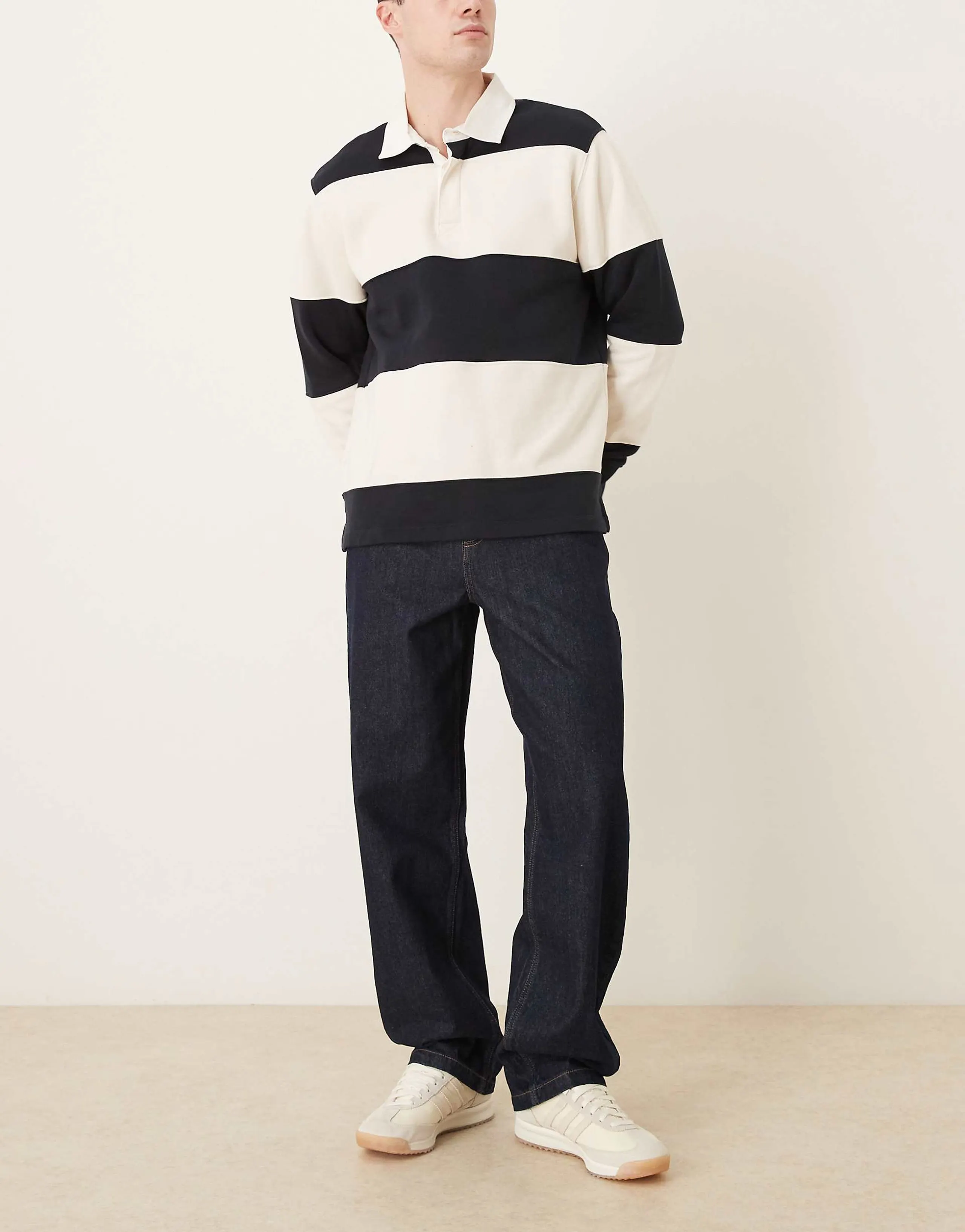 ASOS DESIGN baggy indigo jeans with exposed button fly