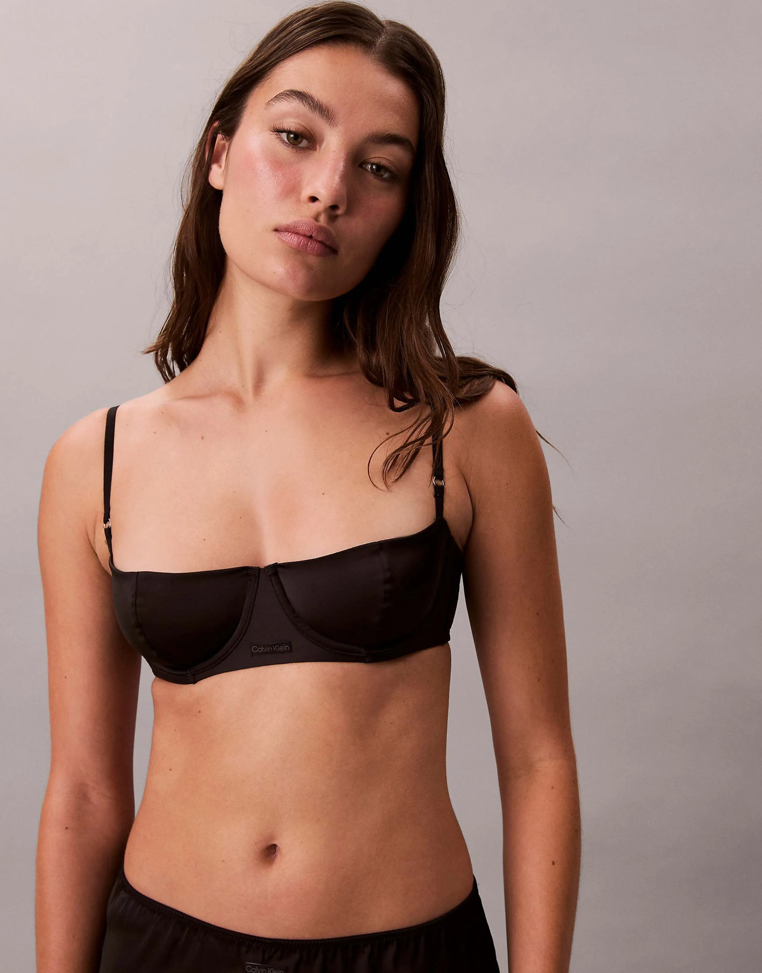 Calvin Klein sexy satin balconette bra in black