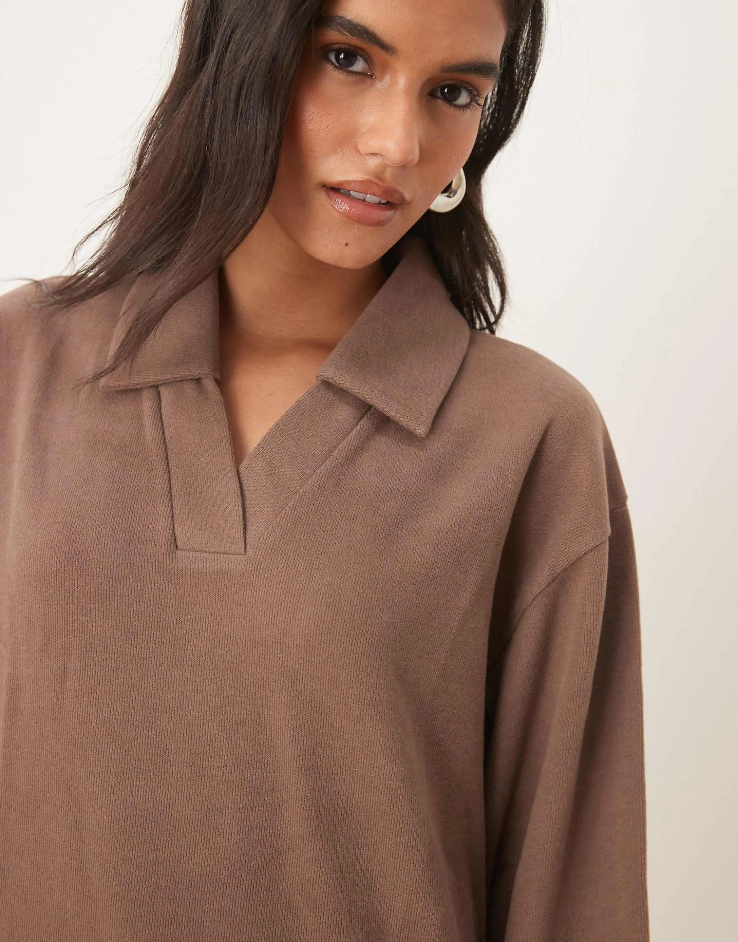 ASOS DESIGN Supersoft rugby collar long sleeve tee