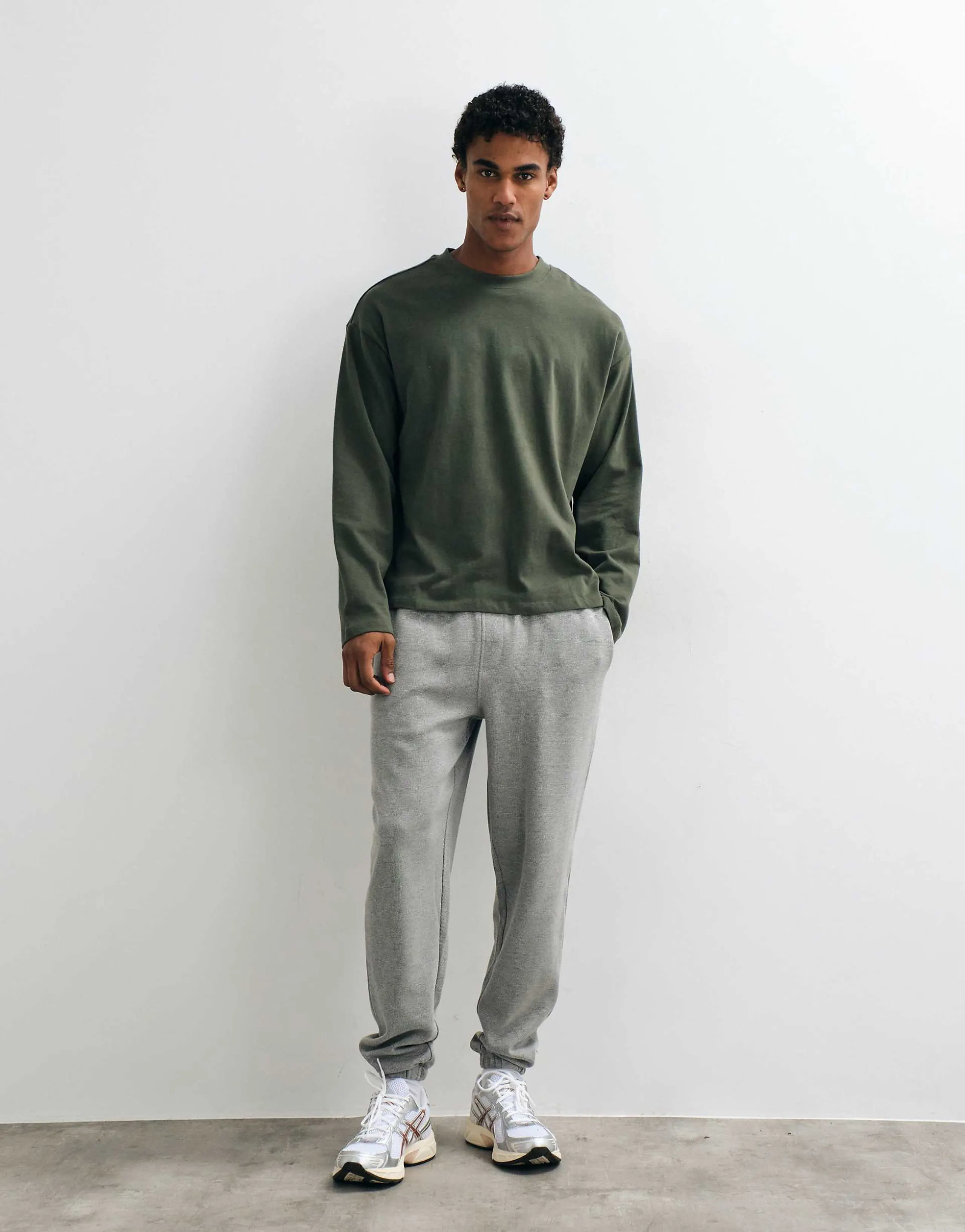 ASOS DESIGN tapered piqué sweatpants in heather gray