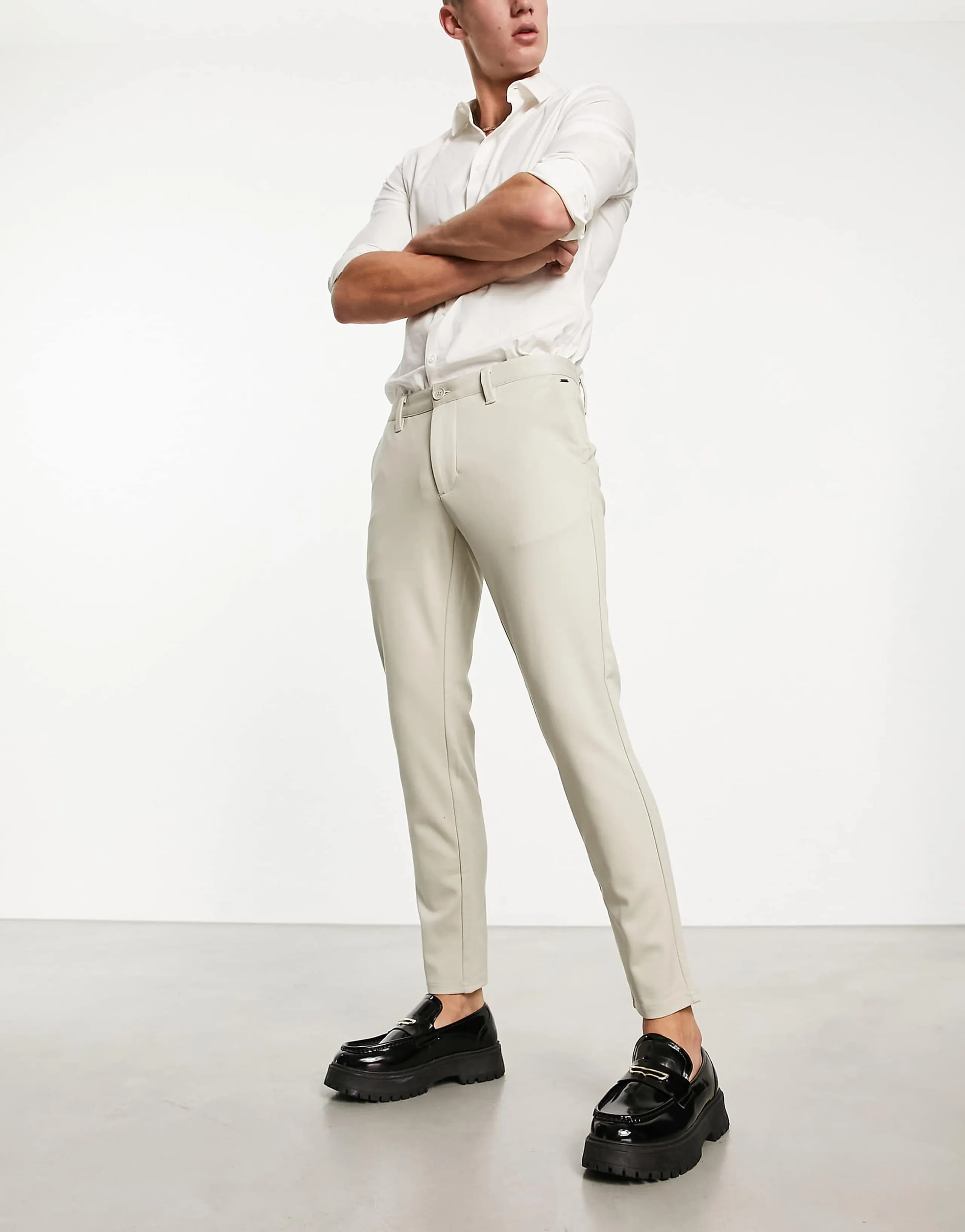 Only & Sons slim fit tapered pants in beige