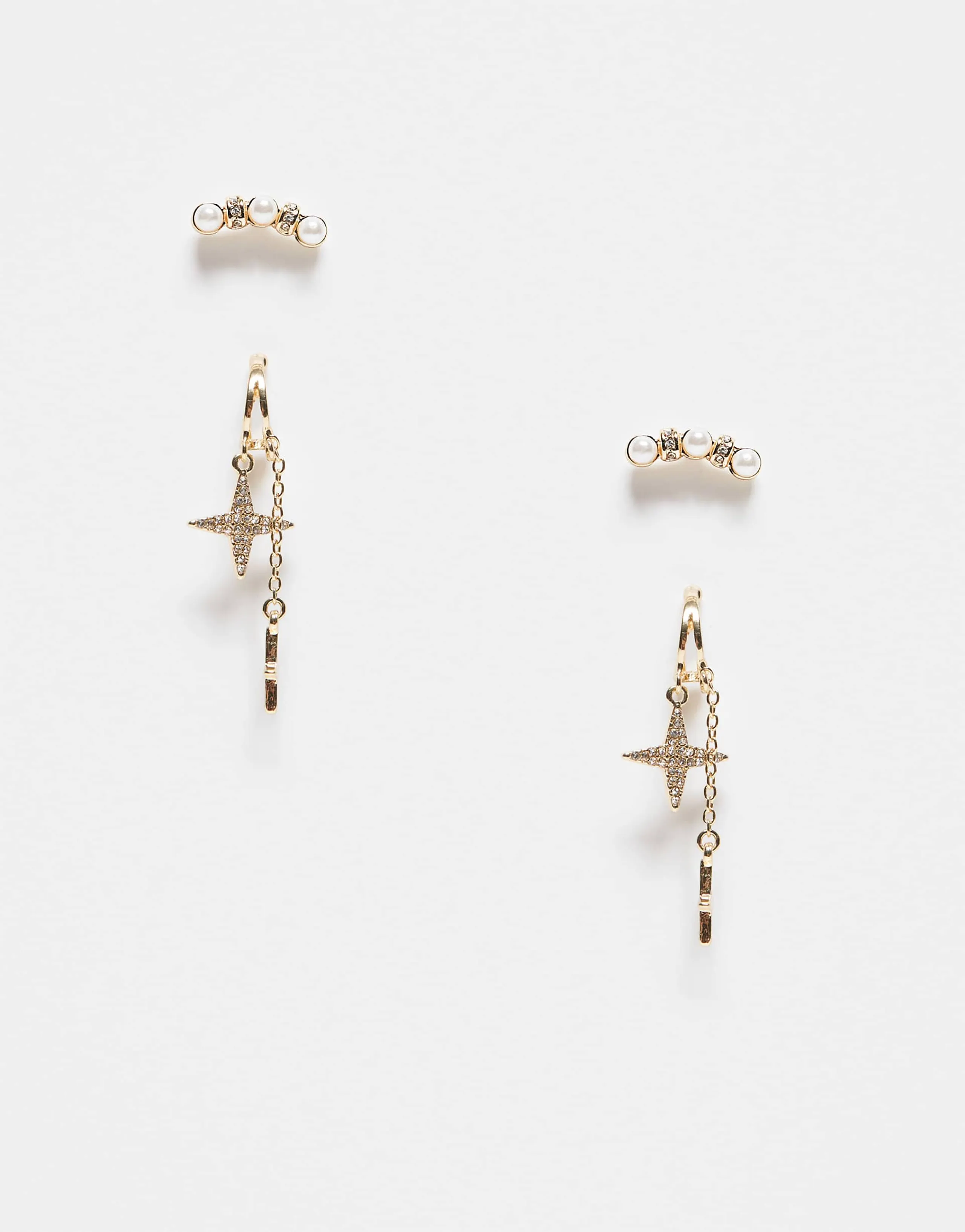 ONLY 2-pack star earrings in gold