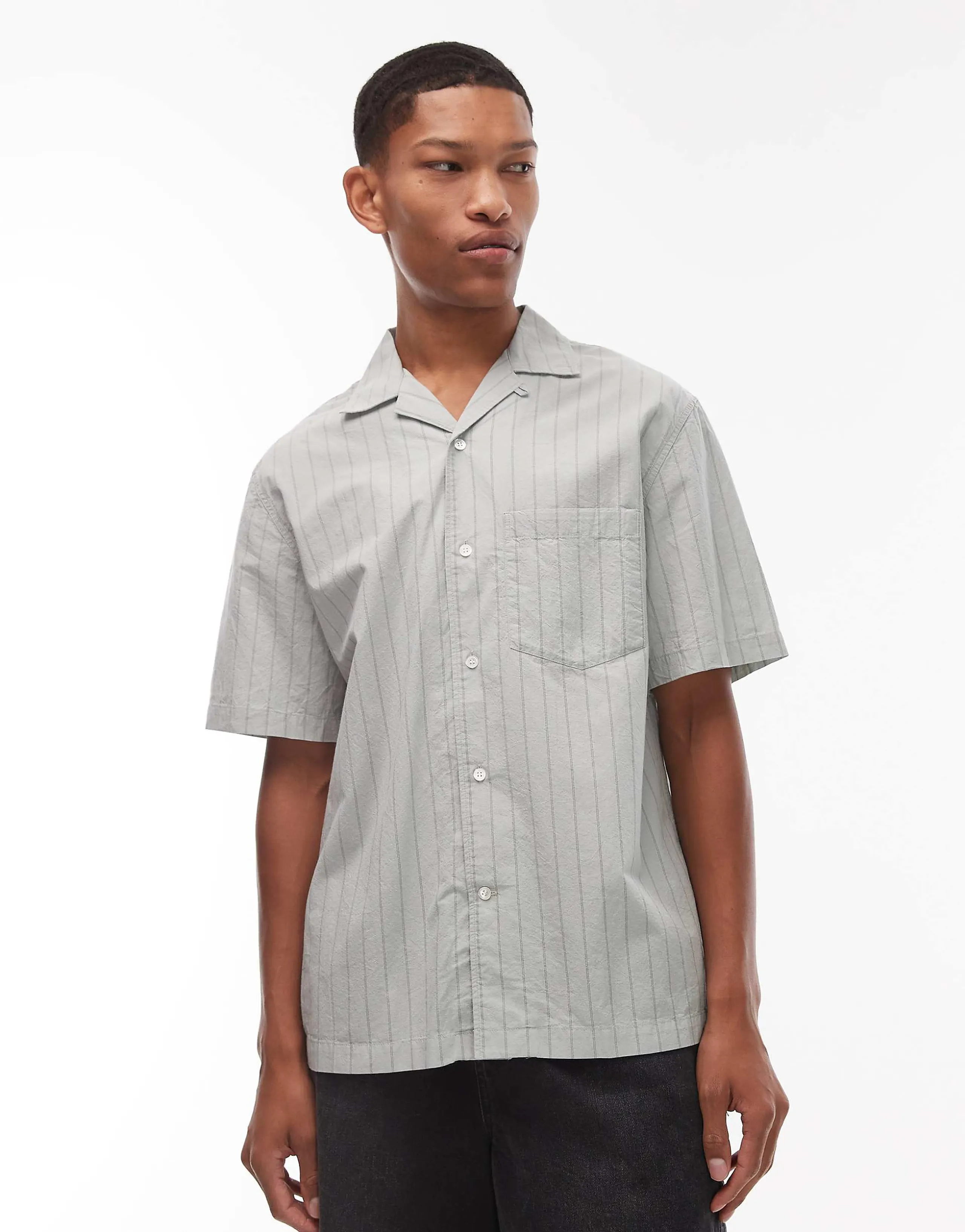 ARKET textured poplin oversized shirt in washed mint green