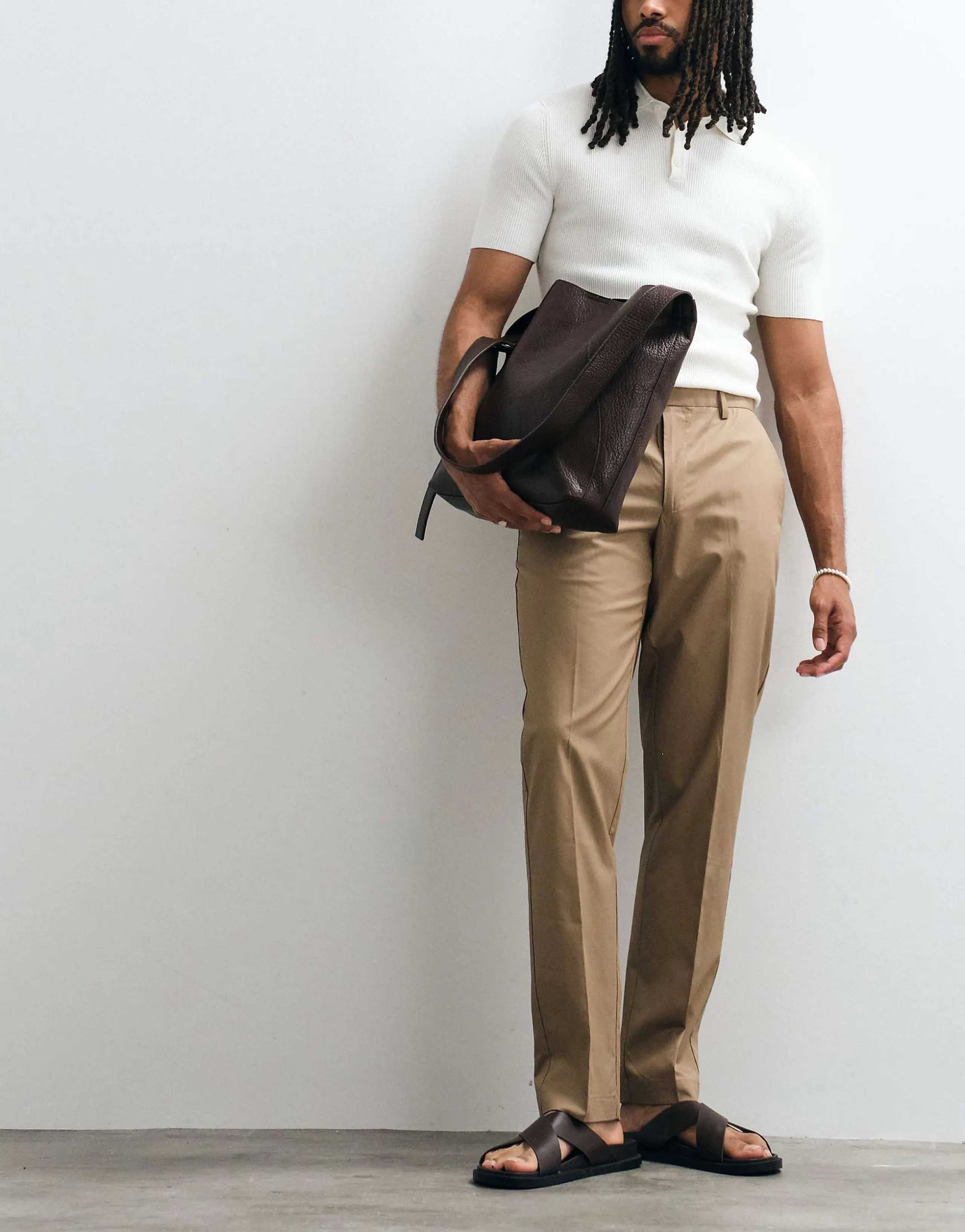 Mango tailored pants in mushroom