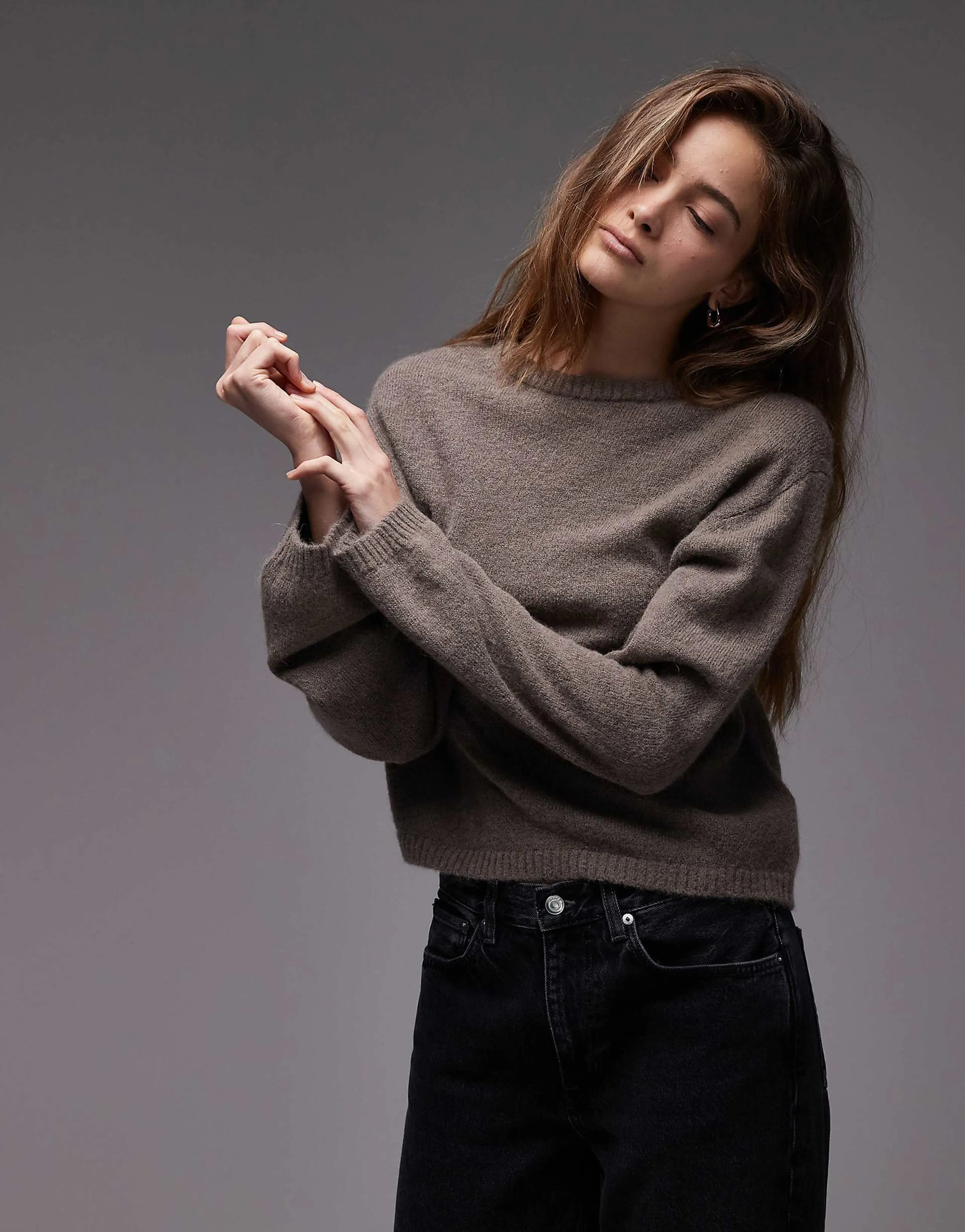 & Other Stories supersoft alpaca wool blend sweater with wide sleeves in light brown