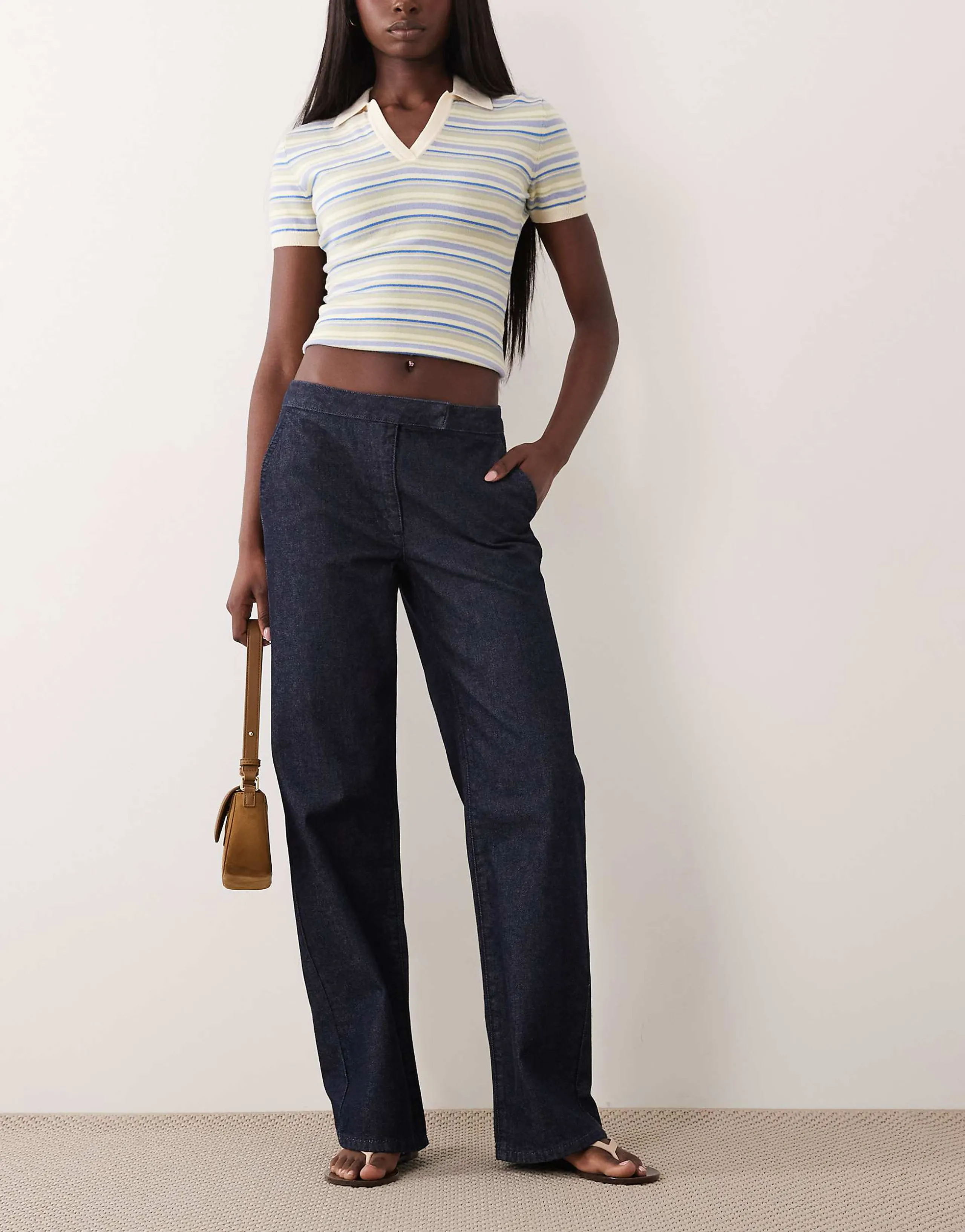 ASOS DESIGN tailored straight jeans in indigo stripe