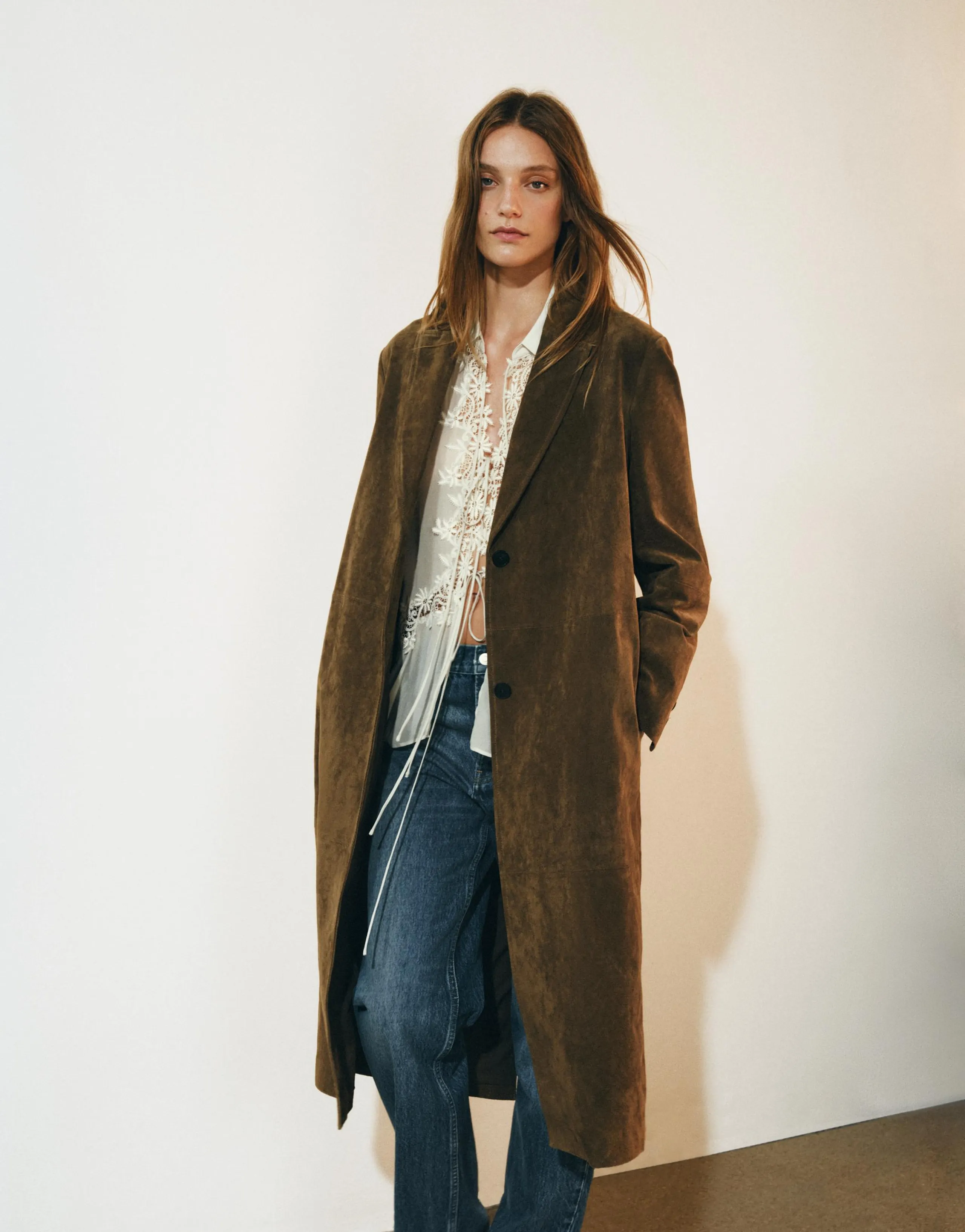 100% LEATHER LONG COAT ZW COLLECTION