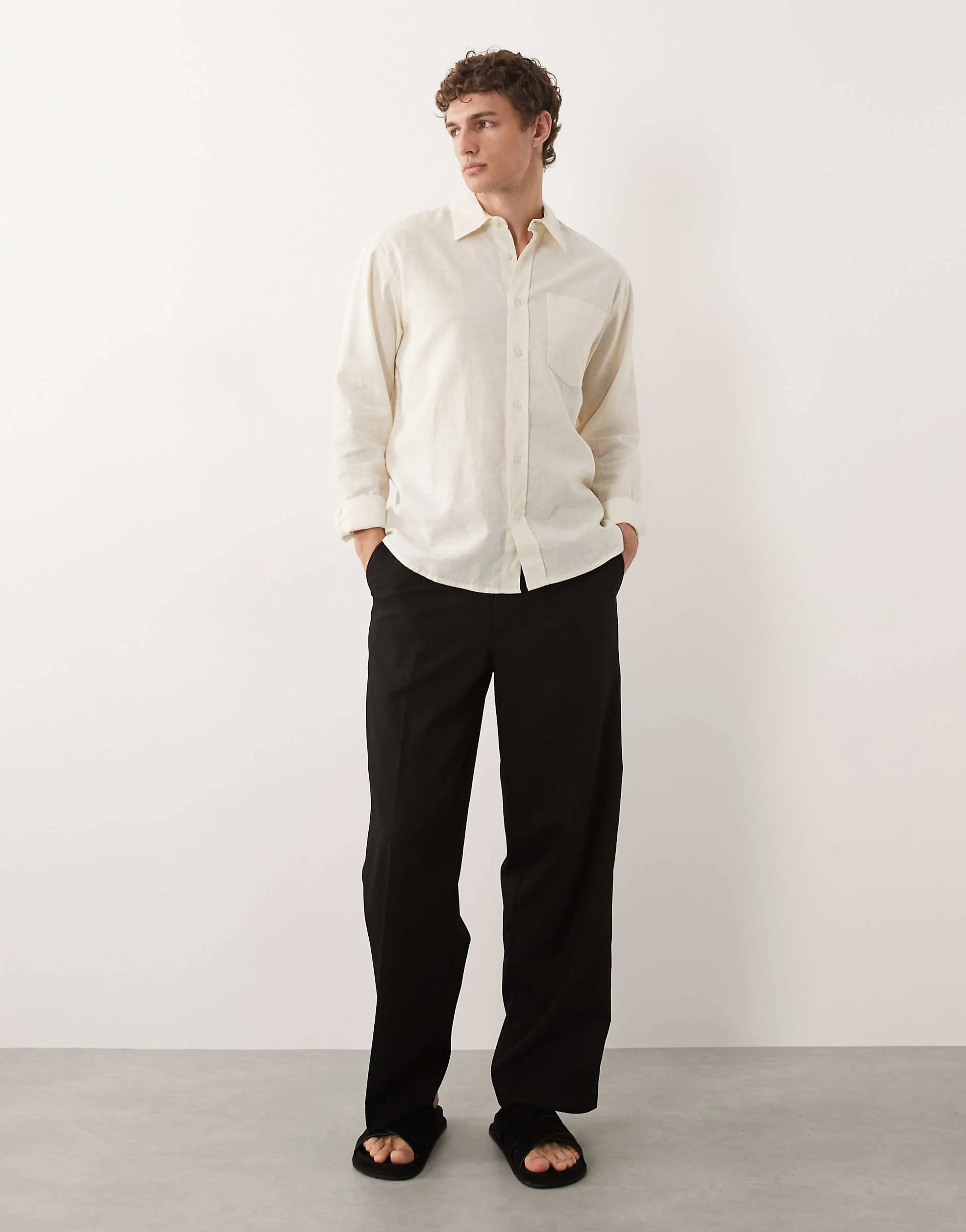 Jack & Jones Toby wide leg tailored pants in black