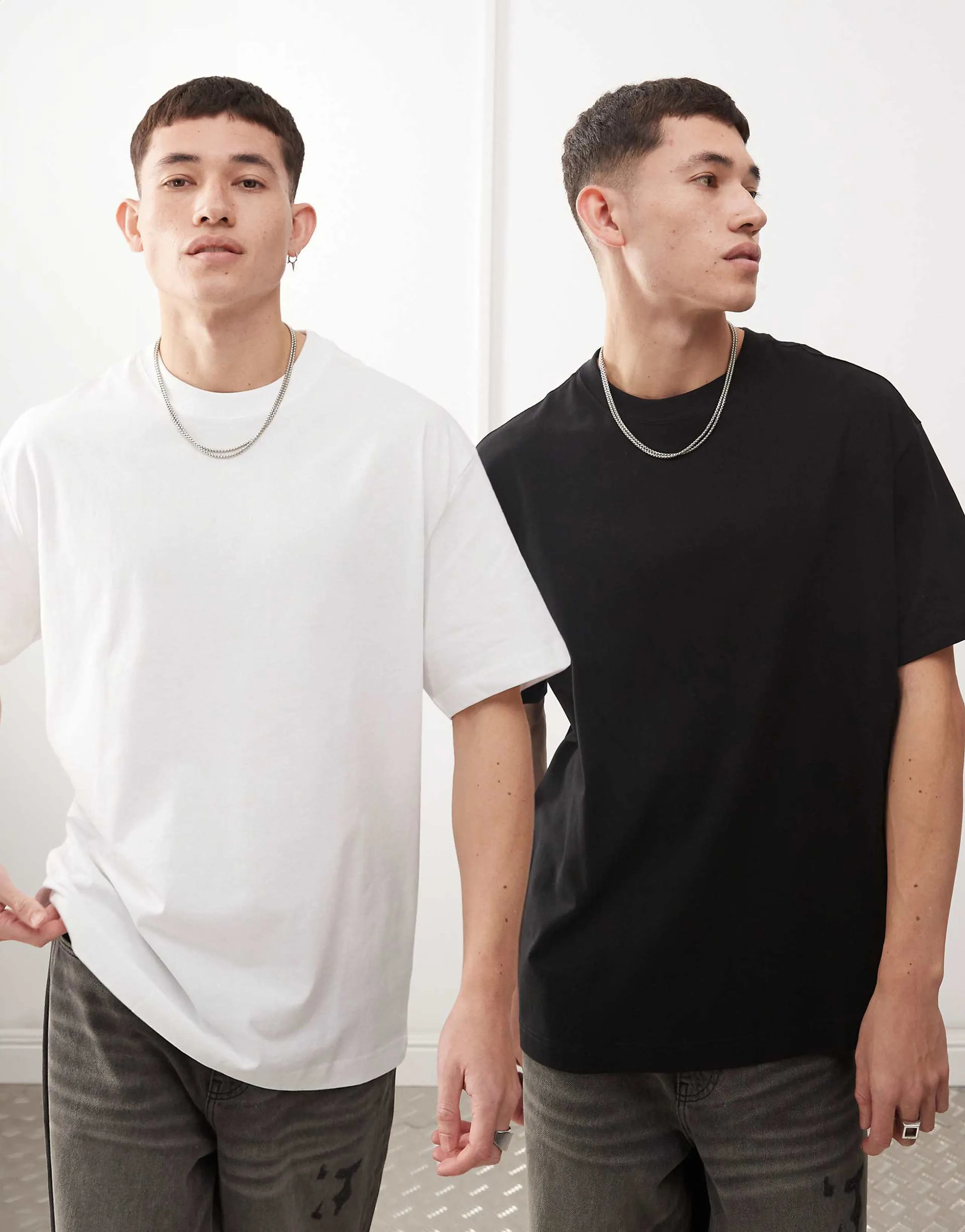 Weekday oversized 2-pack t-shirt in black and white 