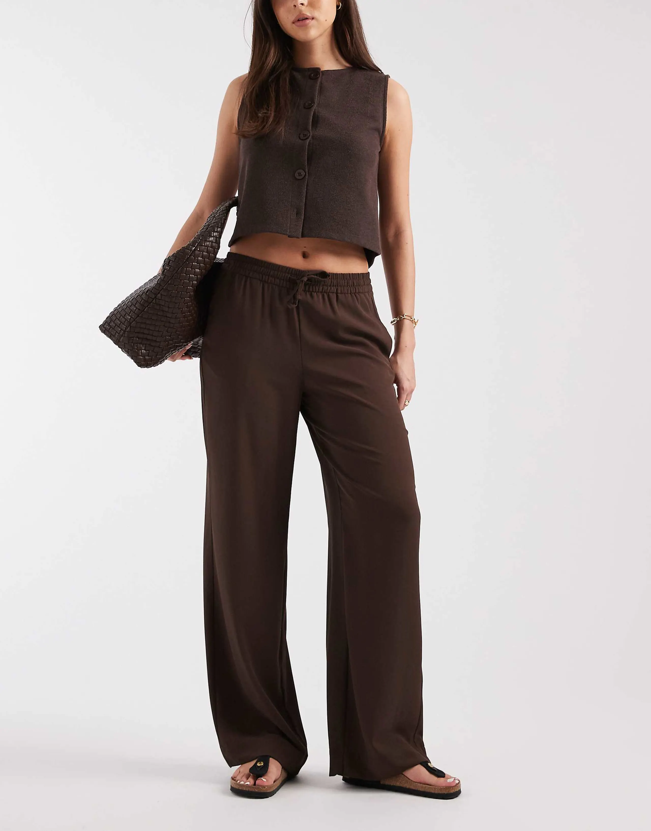 JJXX drawstring pants in brown