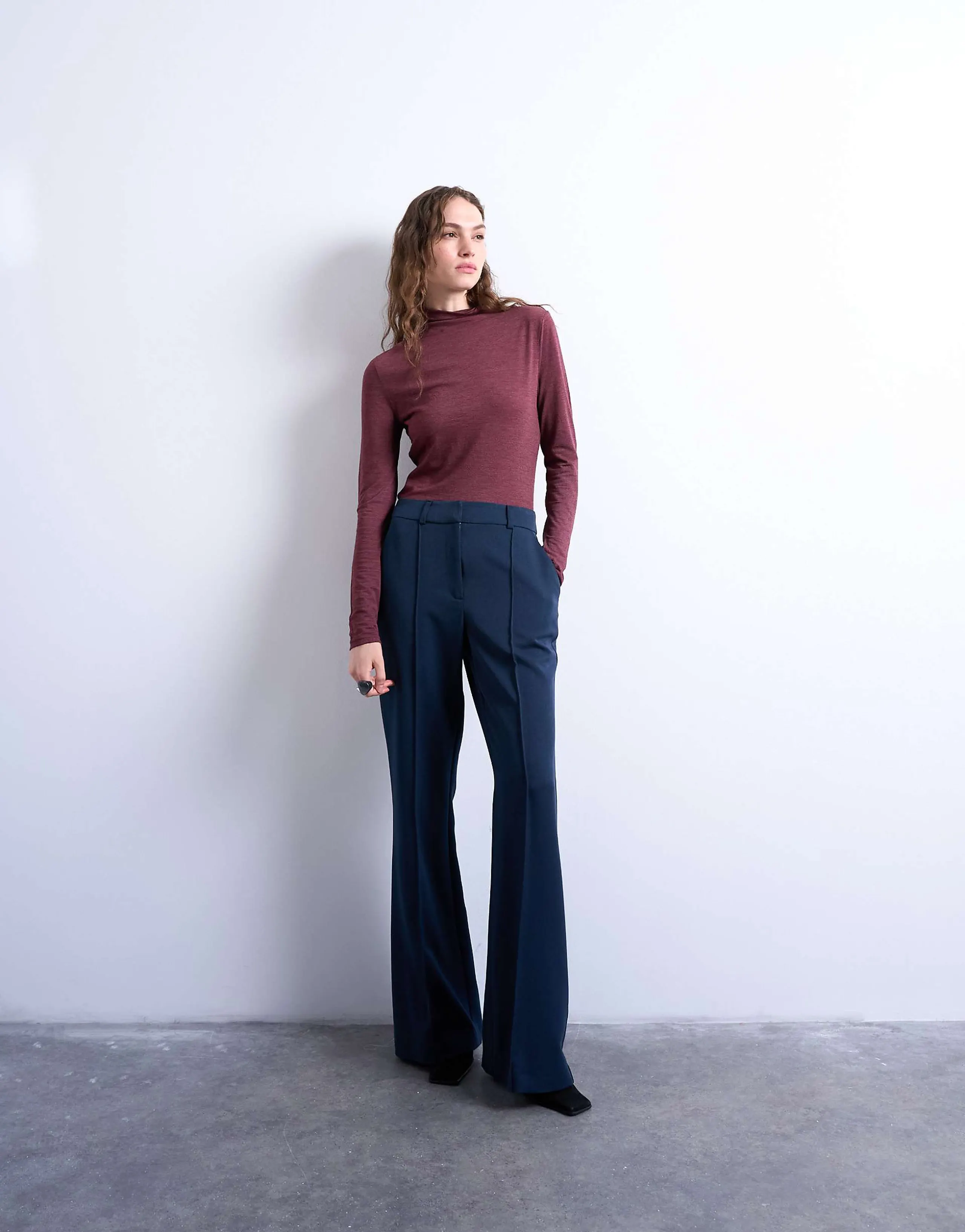 Topshop tailored flared pants in navy - part of a set