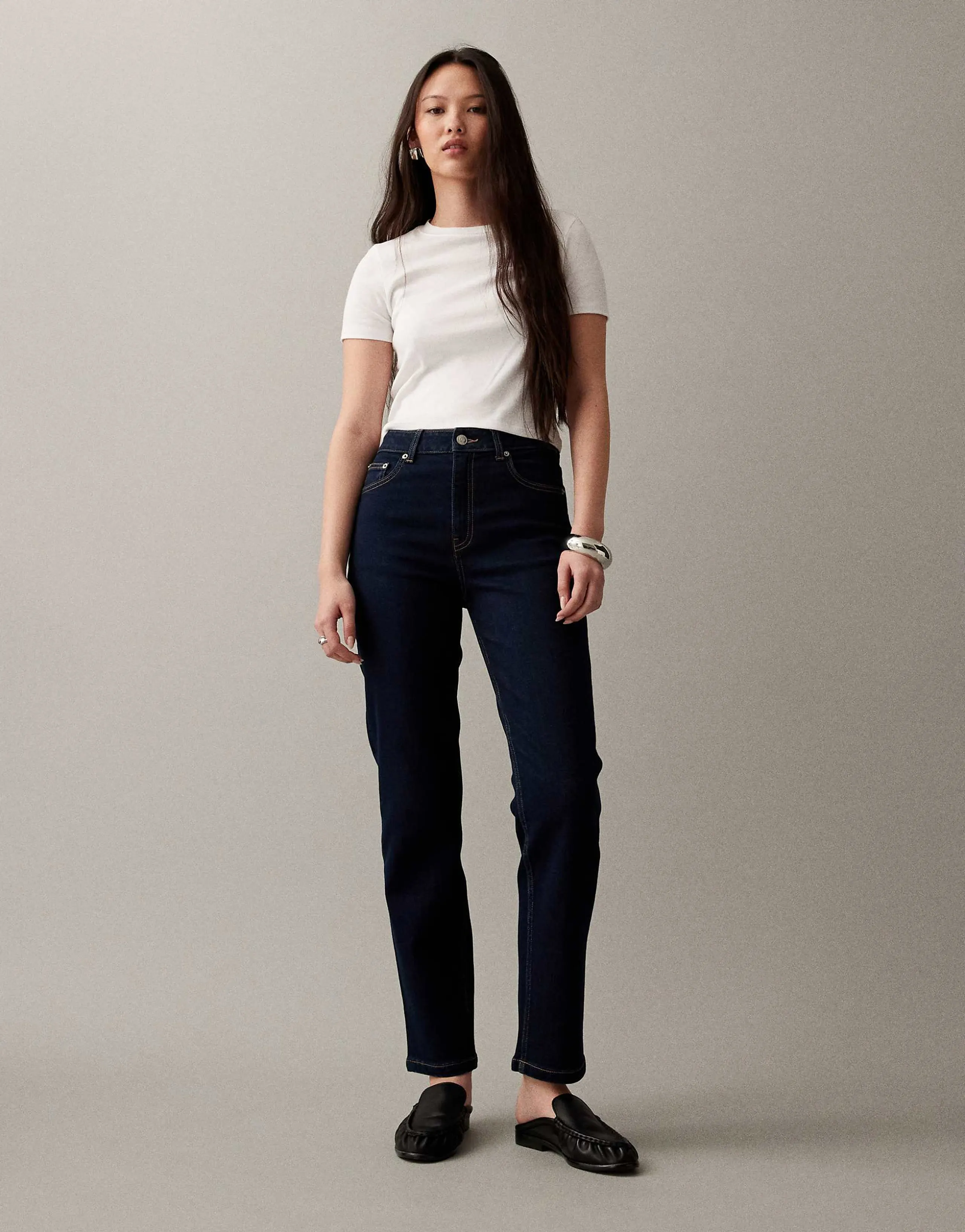 ASOS DESIGN slim fit mom jeans in rinse