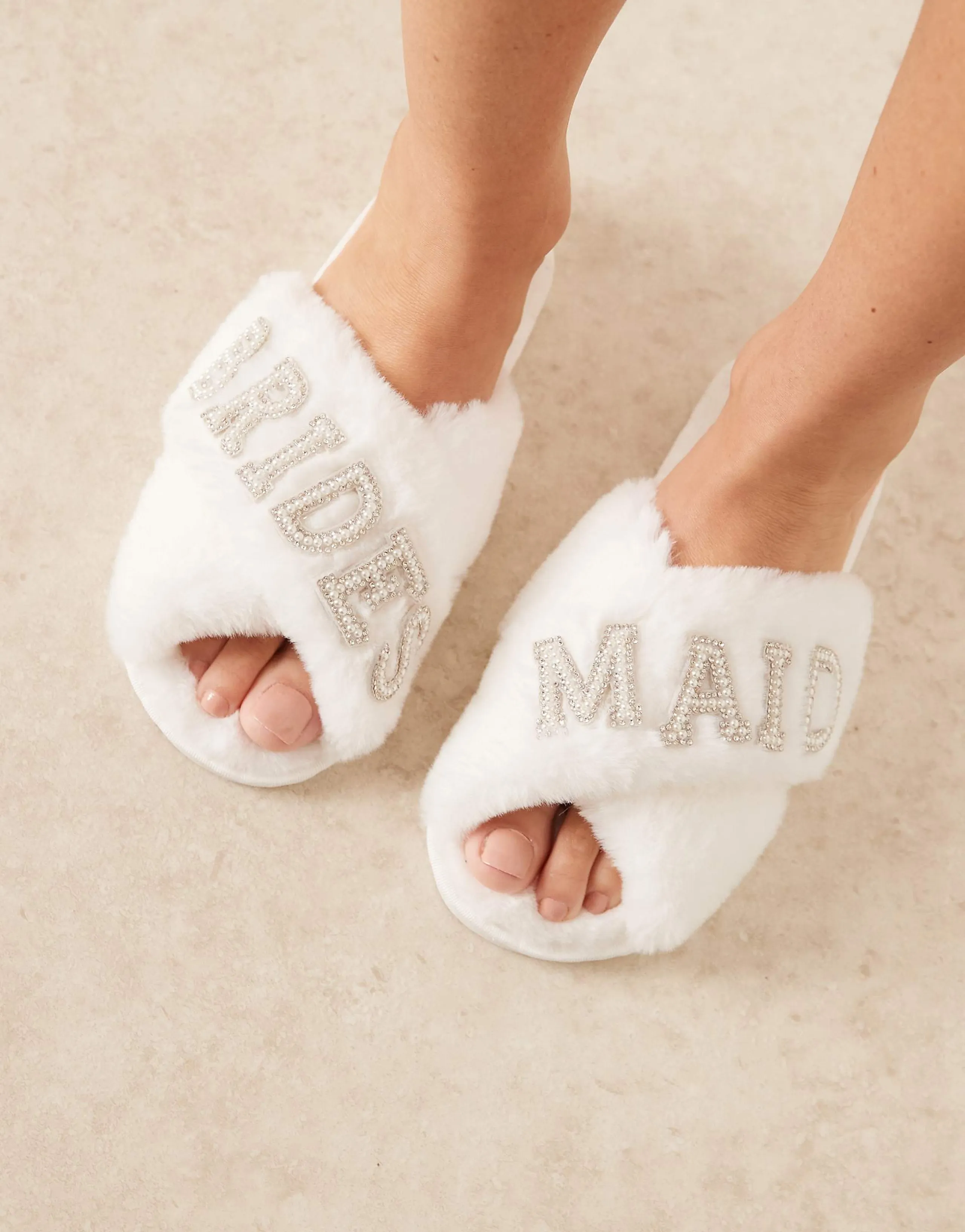 Be Mine Bridesmaids slippers in ivory