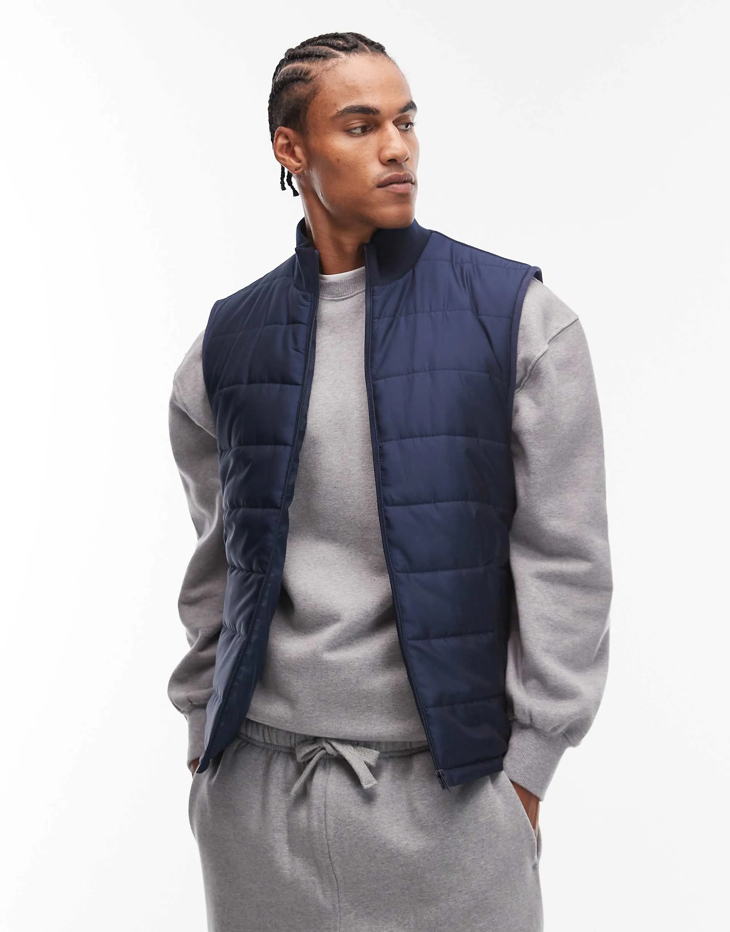 ASOS DESIGN peakMAX™ quilted vest in navy