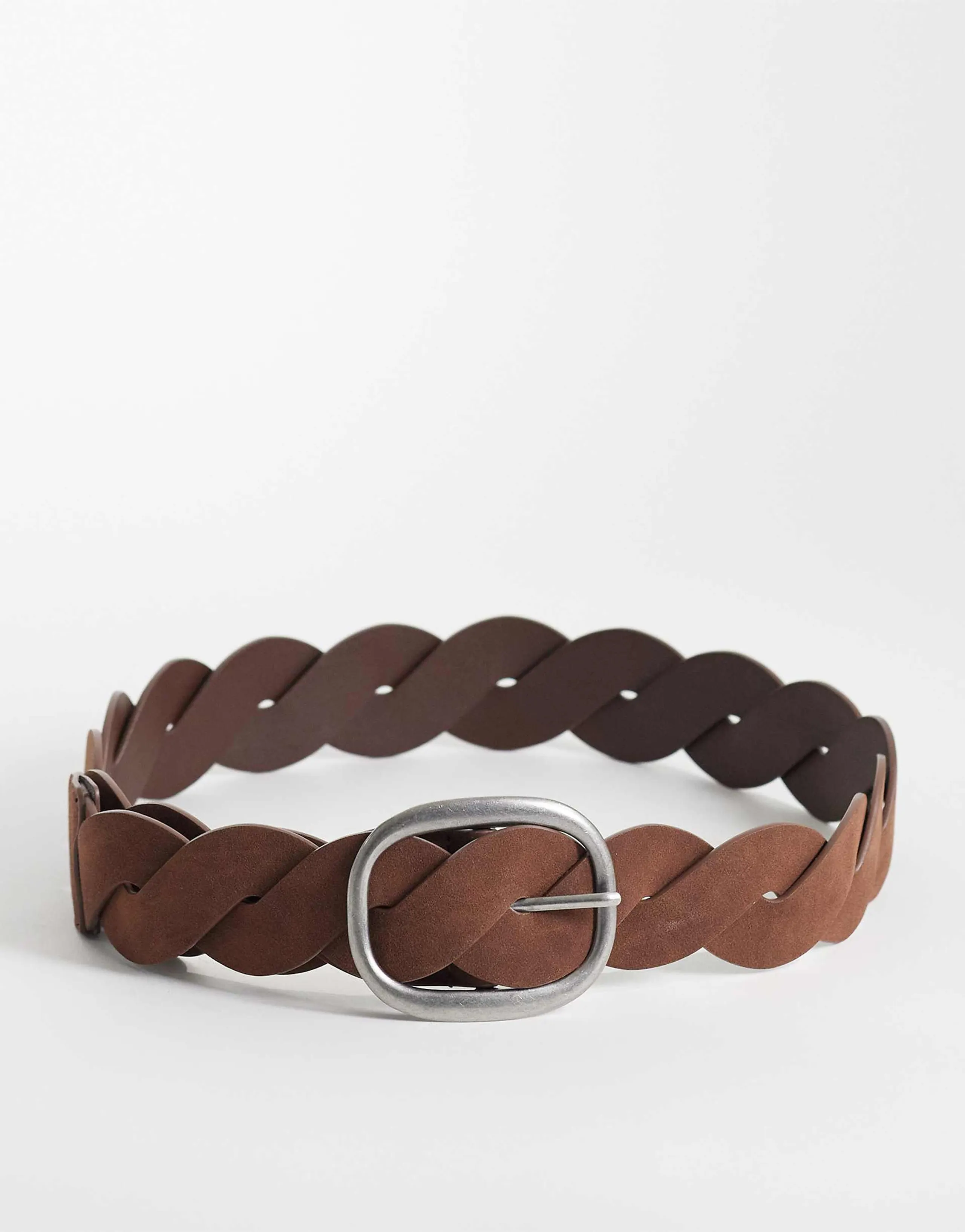 ASOS DESIGN waist and hip jeans belt in braided chocolate